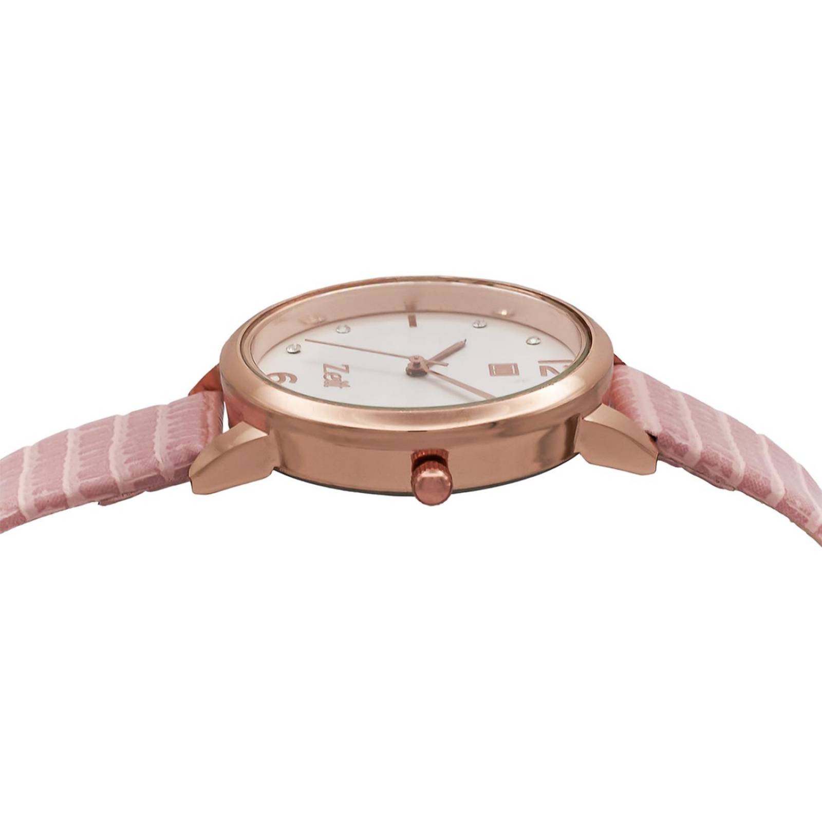 Reloj Análogo Zeit Casual Mujer Tacto Piel Textura Rosa.