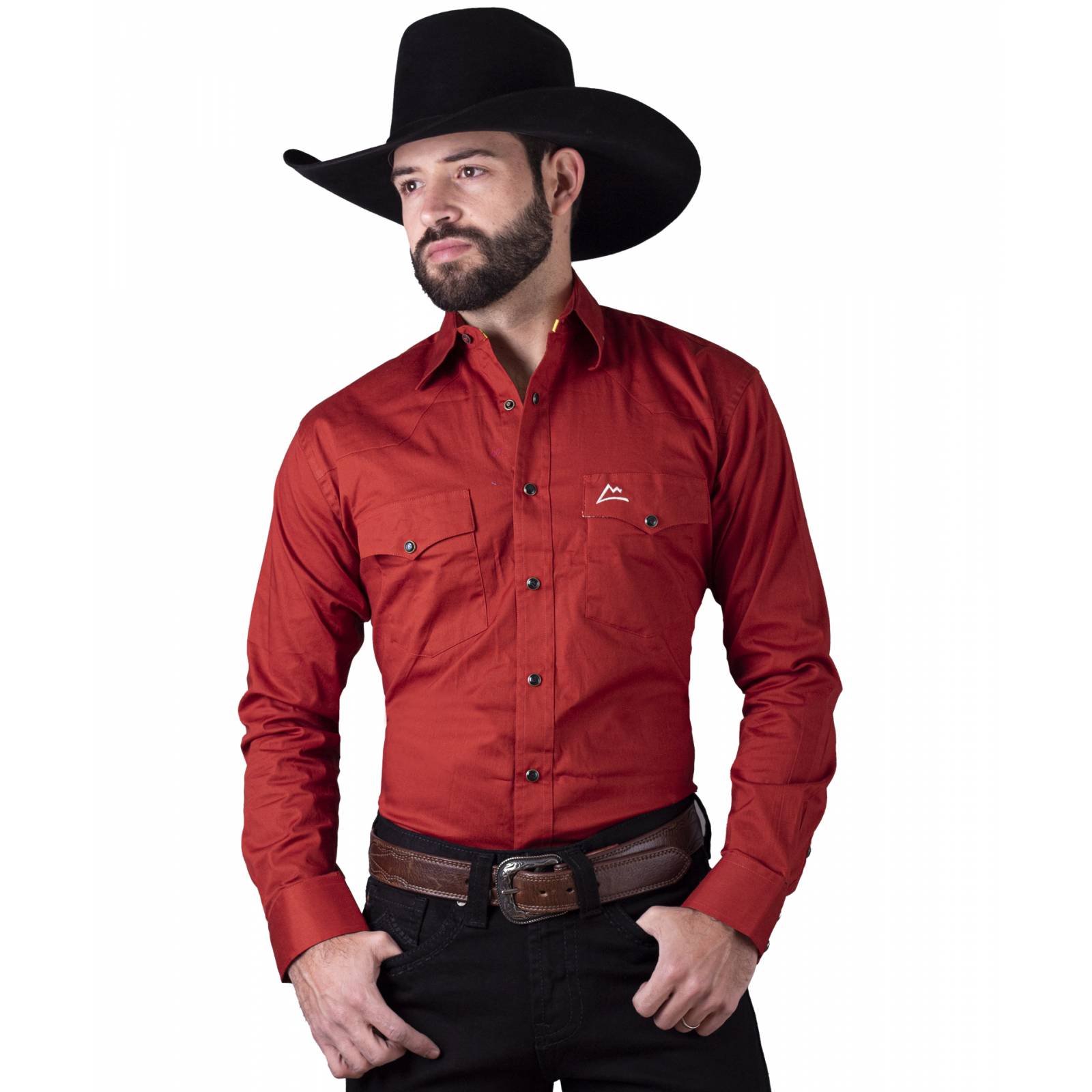 Camisa Vaquera Icy Denver CHH151 Shedron Lisa Naranja Para Caballero
