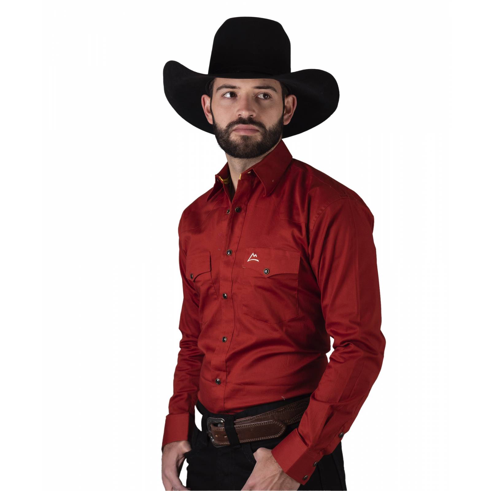 Camisa Vaquera Icy Denver CHH151 Shedron Lisa Naranja Para Caballero