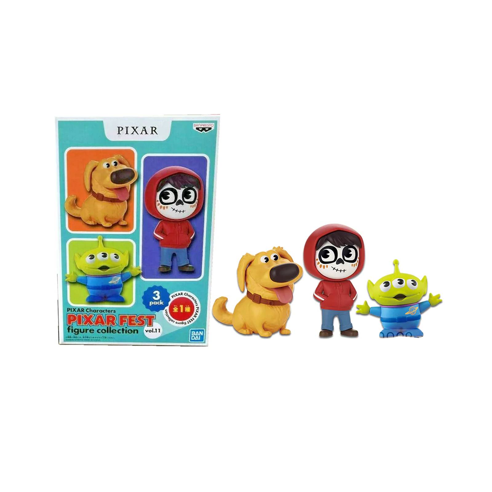 Pack 3 Figuras Pixar Fest Dug Miguel Coco y Alien Banpresto
