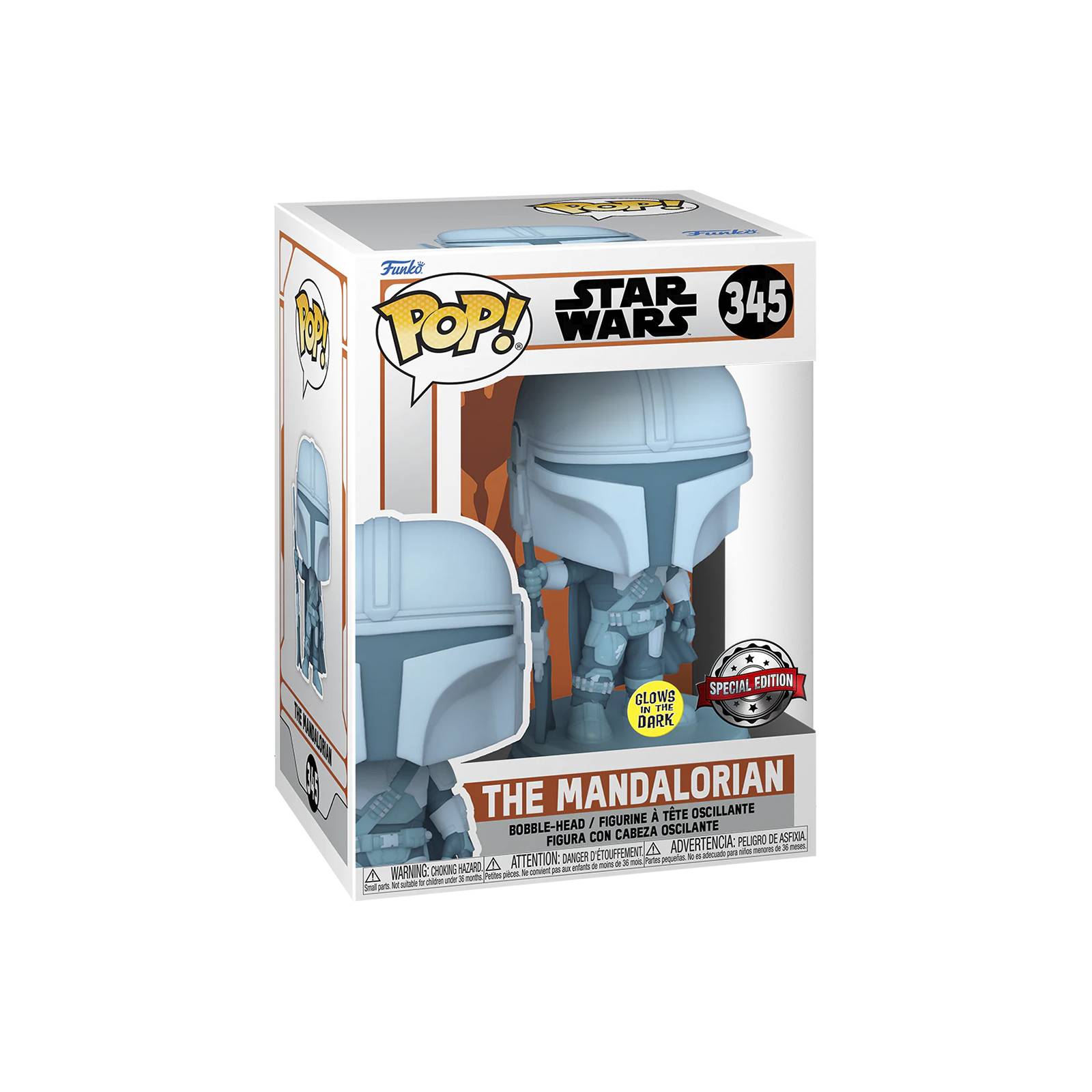 LE Star Wars: The Mandalorian #345 Mandalorian Glow In The Dark Funko Pop Bobble Head