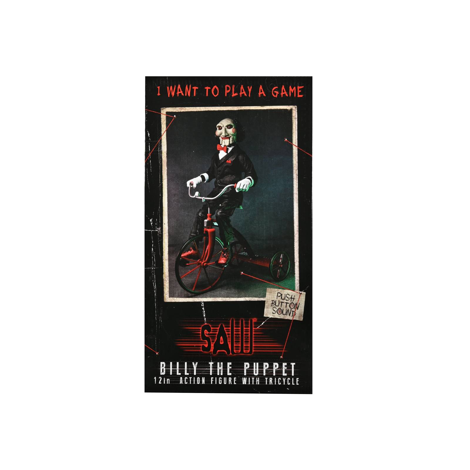 Figura Neca Saw - Billy en Triciclo con Sonido 12 Pulgadas