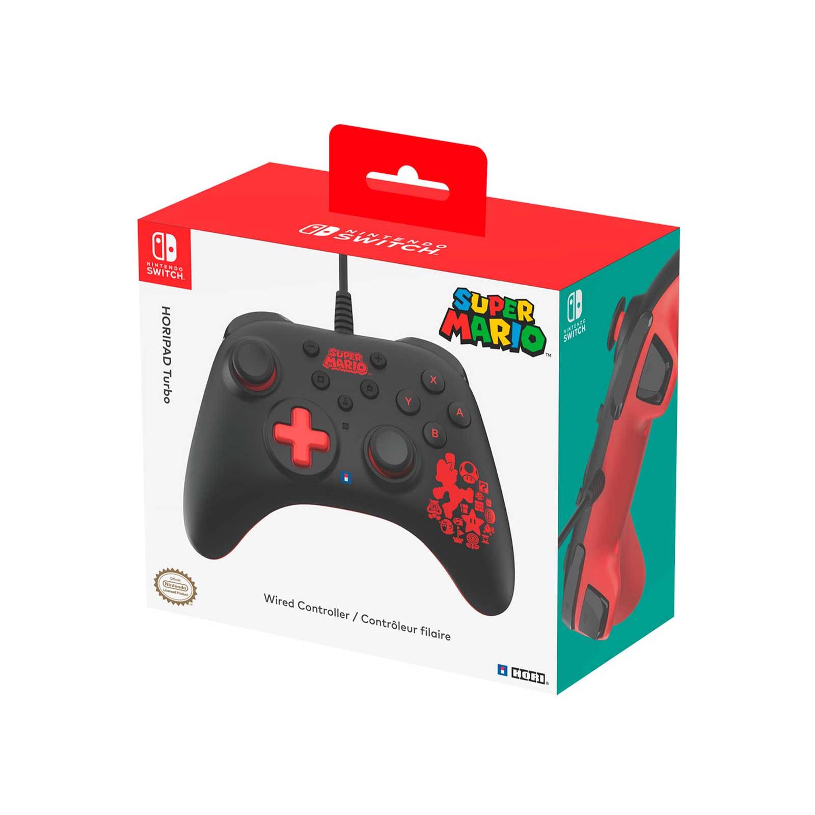 Control Pro Nintendo Switch Alambrico Hori Turbo Mario Negro