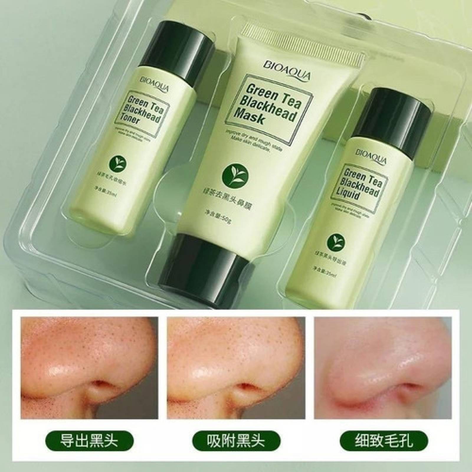 Set Mascarilla Té Verde 3 Pasos Elimina Puntos Negro