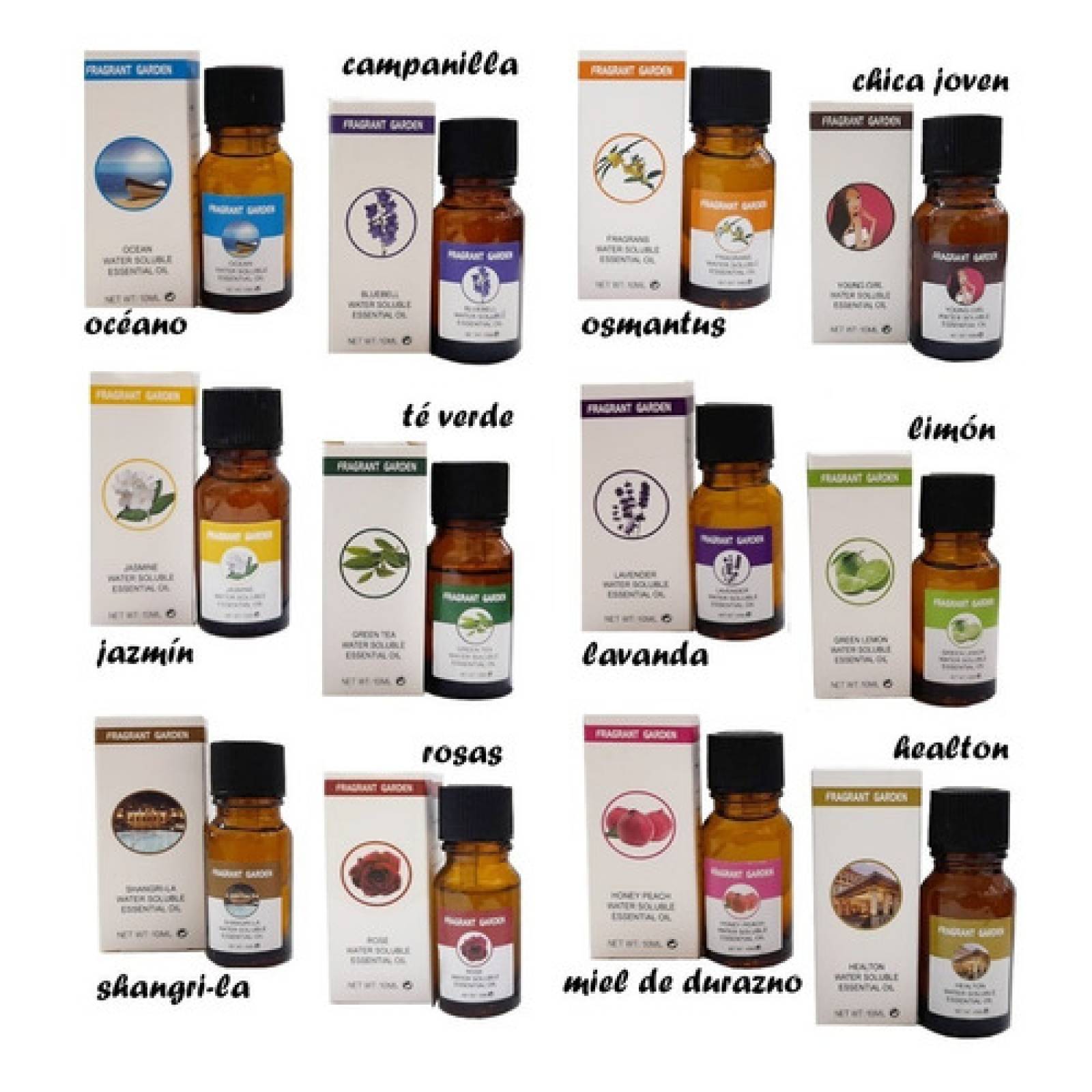 Kit 12 Esencias Aromáticas De Aceite Humificador Difusor