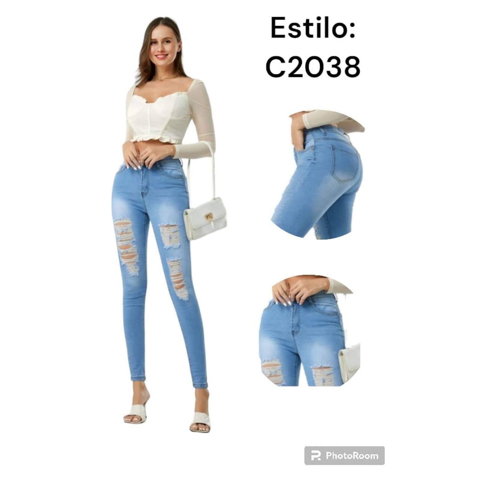 PANTALON DE DAMA AZUL CLARO C2038-1