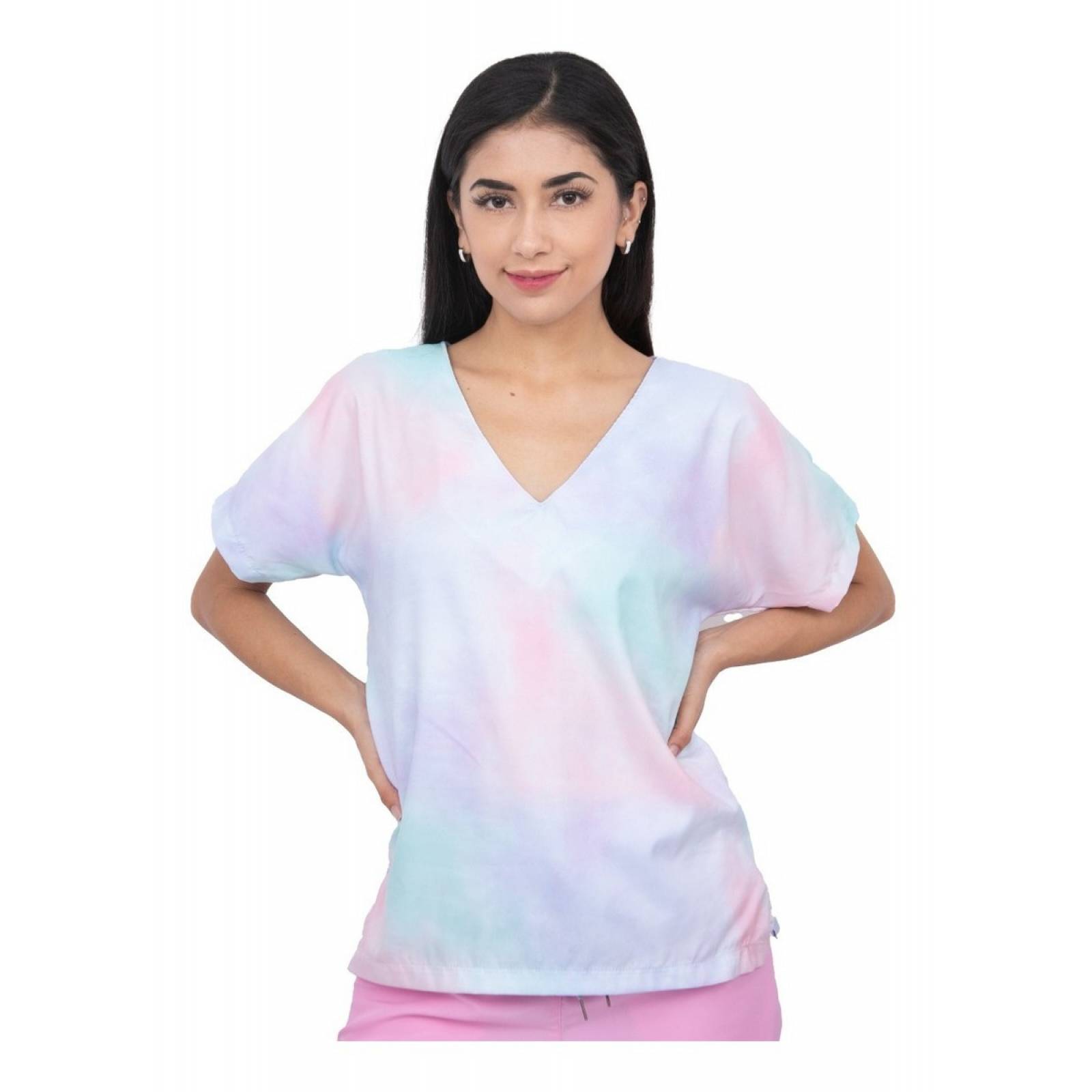 Pijama Quirúrgica Mujer Arcoiris Rosa Acuarela