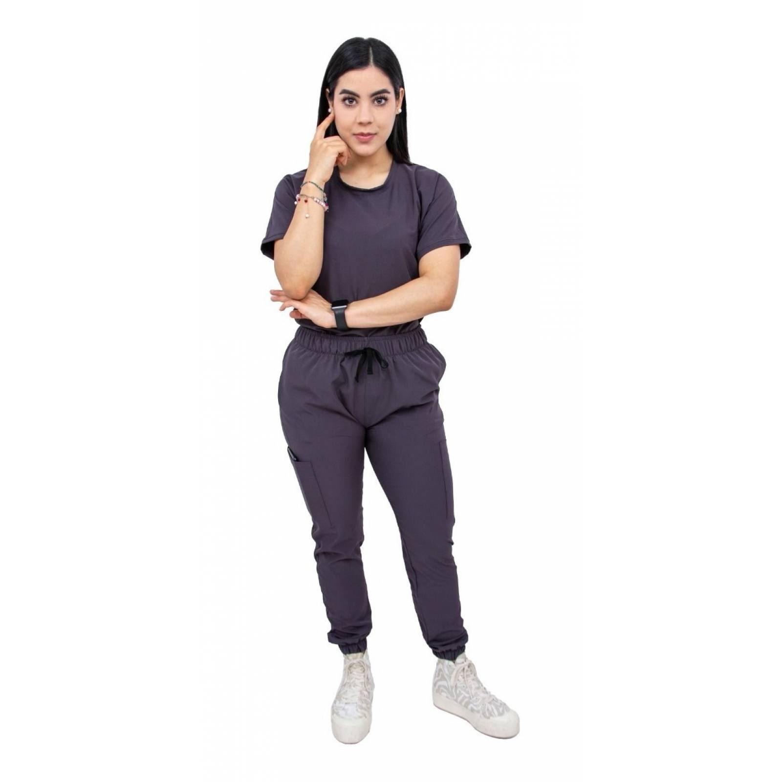 Uniforme Quirúrgico Stretch Gris Antifluidos Mujer Jogger Scrubs del Cupatitzio