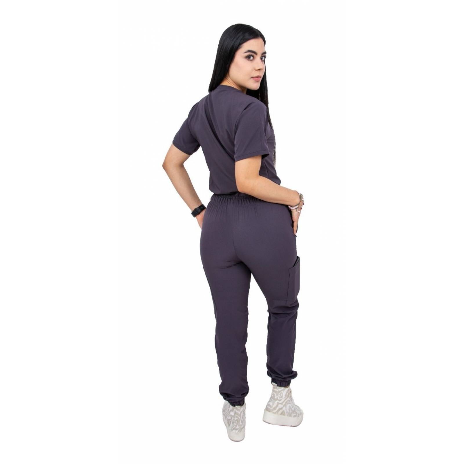Uniforme Quirúrgico Stretch Gris Antifluidos Mujer Jogger Scrubs del Cupatitzio