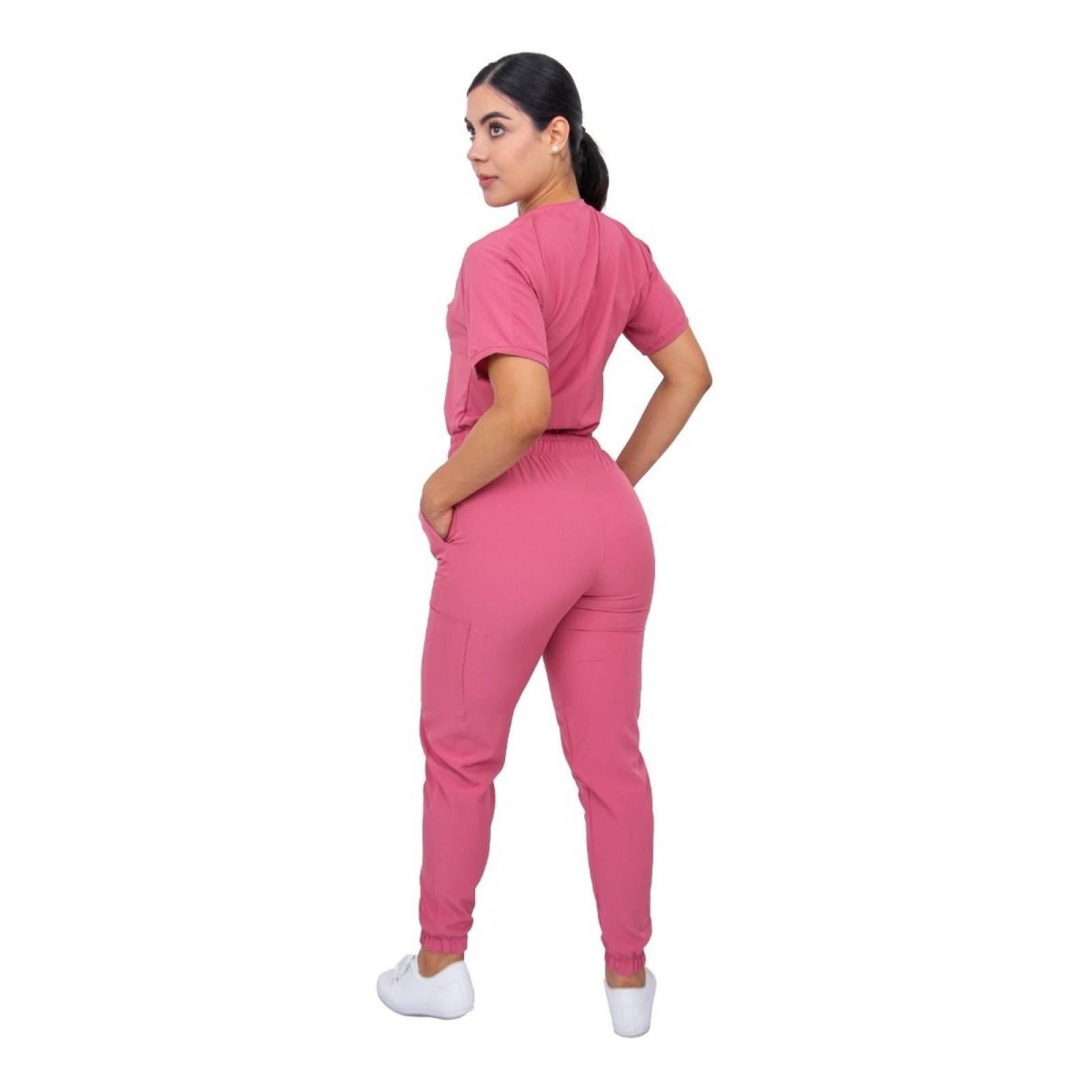 Uniforme Quirúrgico Stretch Palo de Rosa Antifluidos Mujer Jogger Scrubs del Cupatitzio