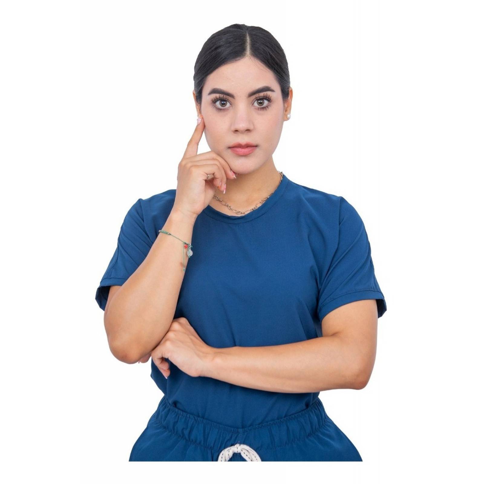 Uniforme Quirúrgico Stretch Azul Petróleo Antifluidos Mujer Jogger Scrubs del Cupatitzio