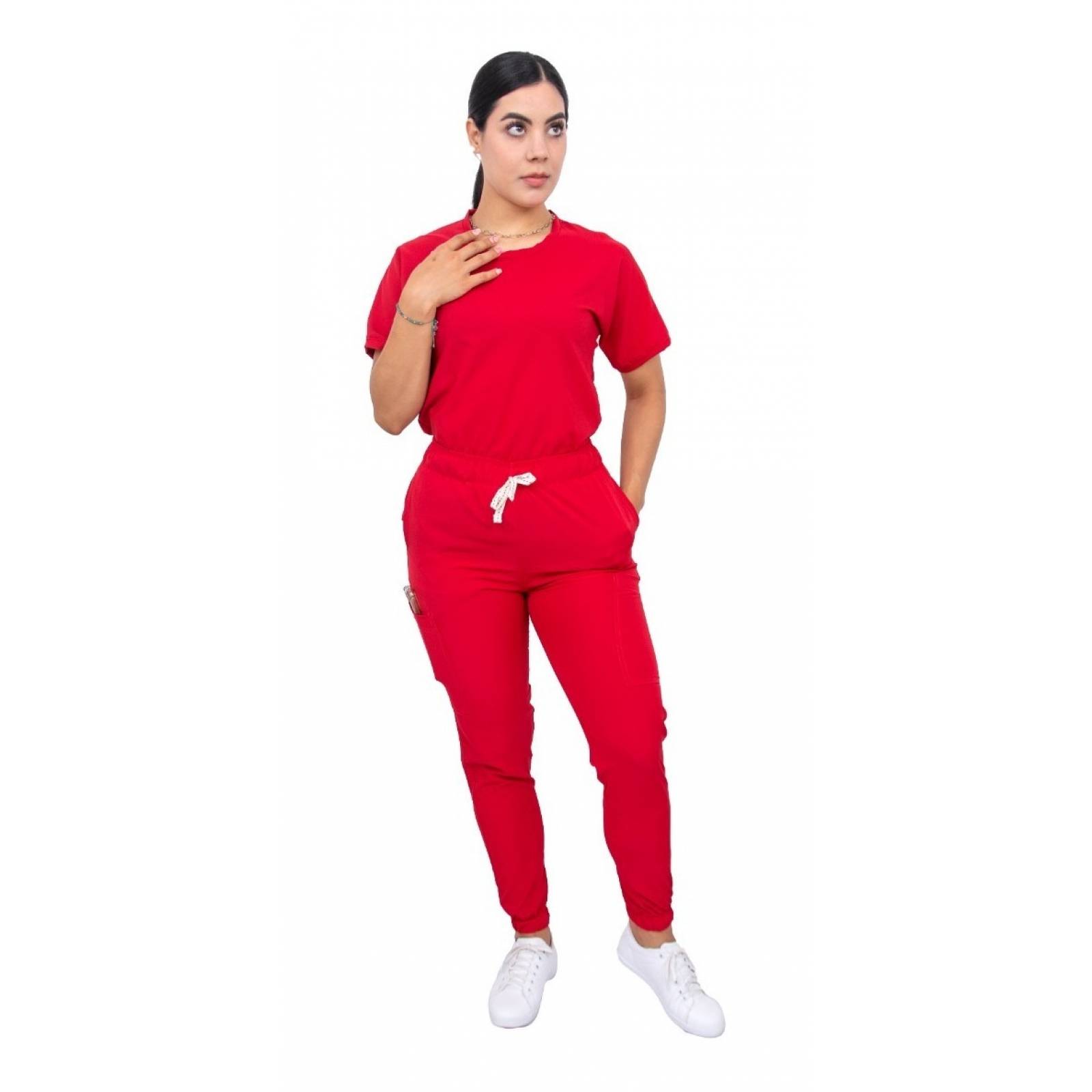 Uniforme Quirúrgico Stretch Rojo Antifluidos Mujer Jogger Scrubs del Cupatitzio