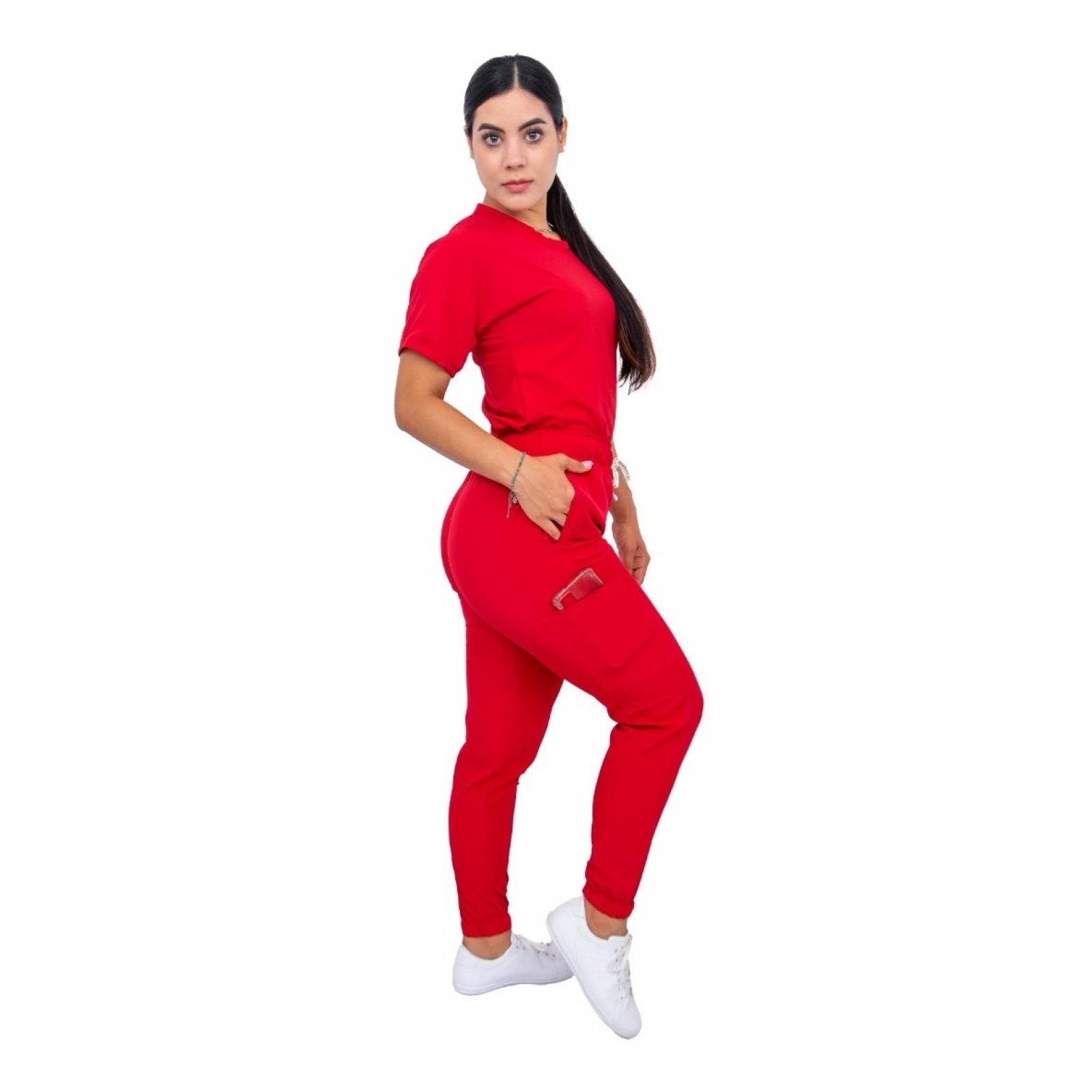 Uniforme Quirúrgico Stretch Rojo Antifluidos Mujer Jogger Scrubs del Cupatitzio
