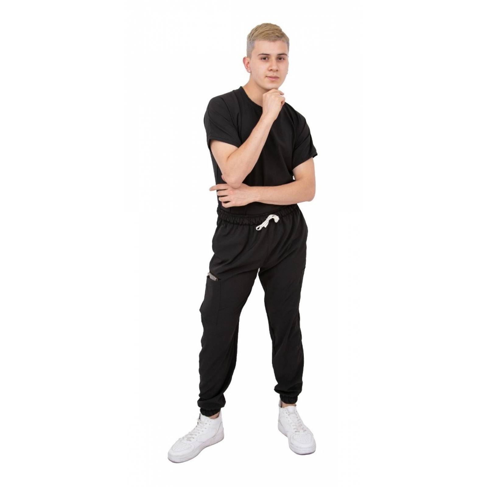 Uniforme Quirúrgico Antifluidos Hombre Negro Jogger Scrubs del Cupatitzio