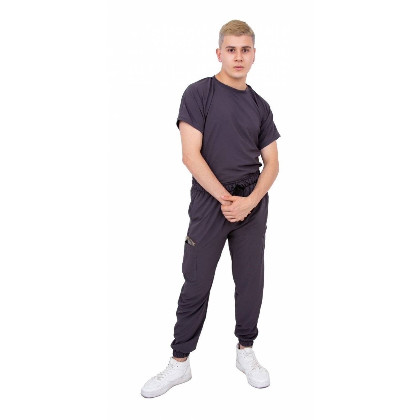 Uniforme Quirúrgico Antifluidos Hombre Gris Oxford Jogger Scrubs del Cupatitzio