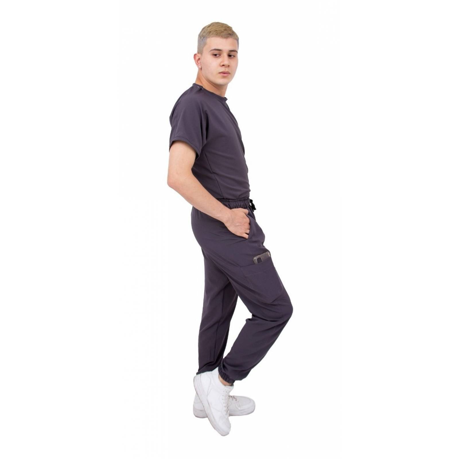 Uniforme Quirúrgico Antifluidos Hombre Gris Oxford Jogger Scrubs del Cupatitzio