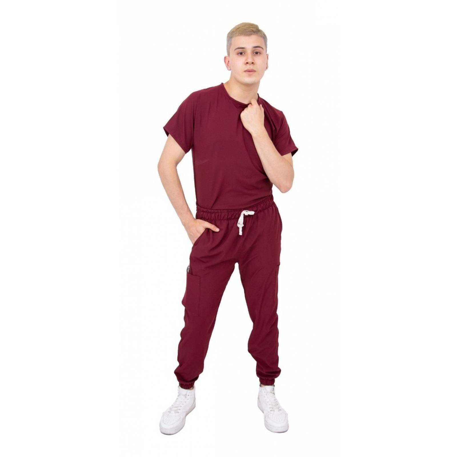 Uniforme Quirúrgico Antifluidos Hombre Vino Jogger Scrubs del Cupatitzio