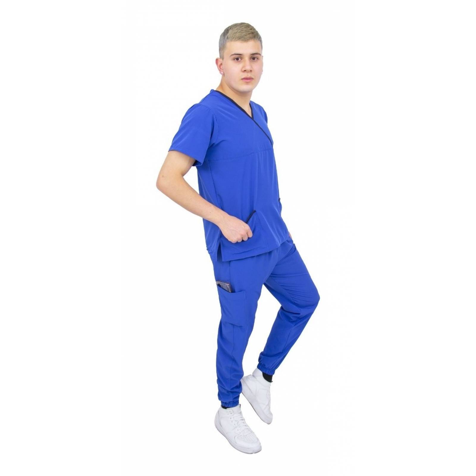 Pijama Quirúrgica Jogger Antifluido Hombre Azul Rey Scrubs del Cupatitzio