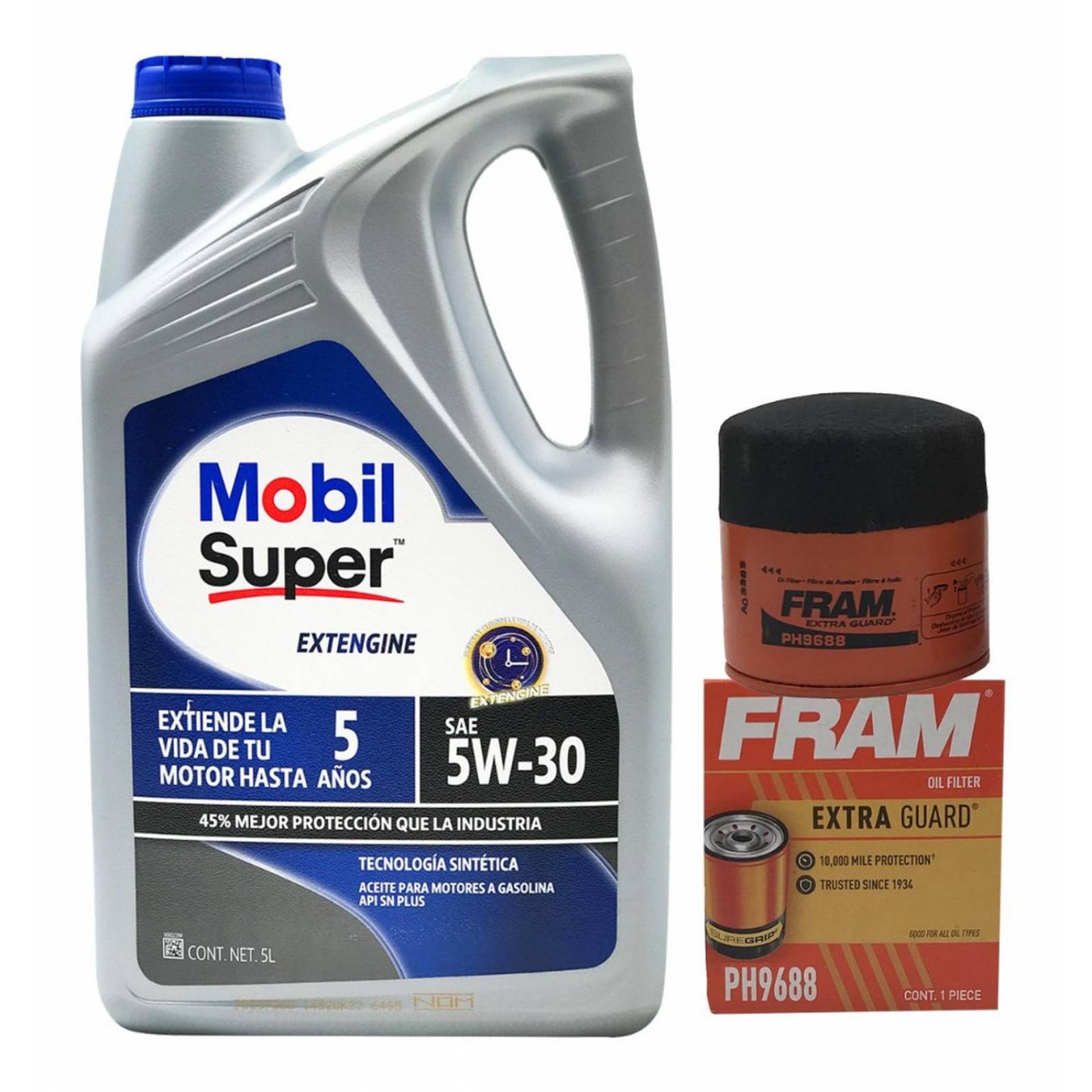 Kit para Cambio de Aceite Semi Sintetico MOBIL 5W30 Forte 2.0L Dorado Garrafa 5w30
