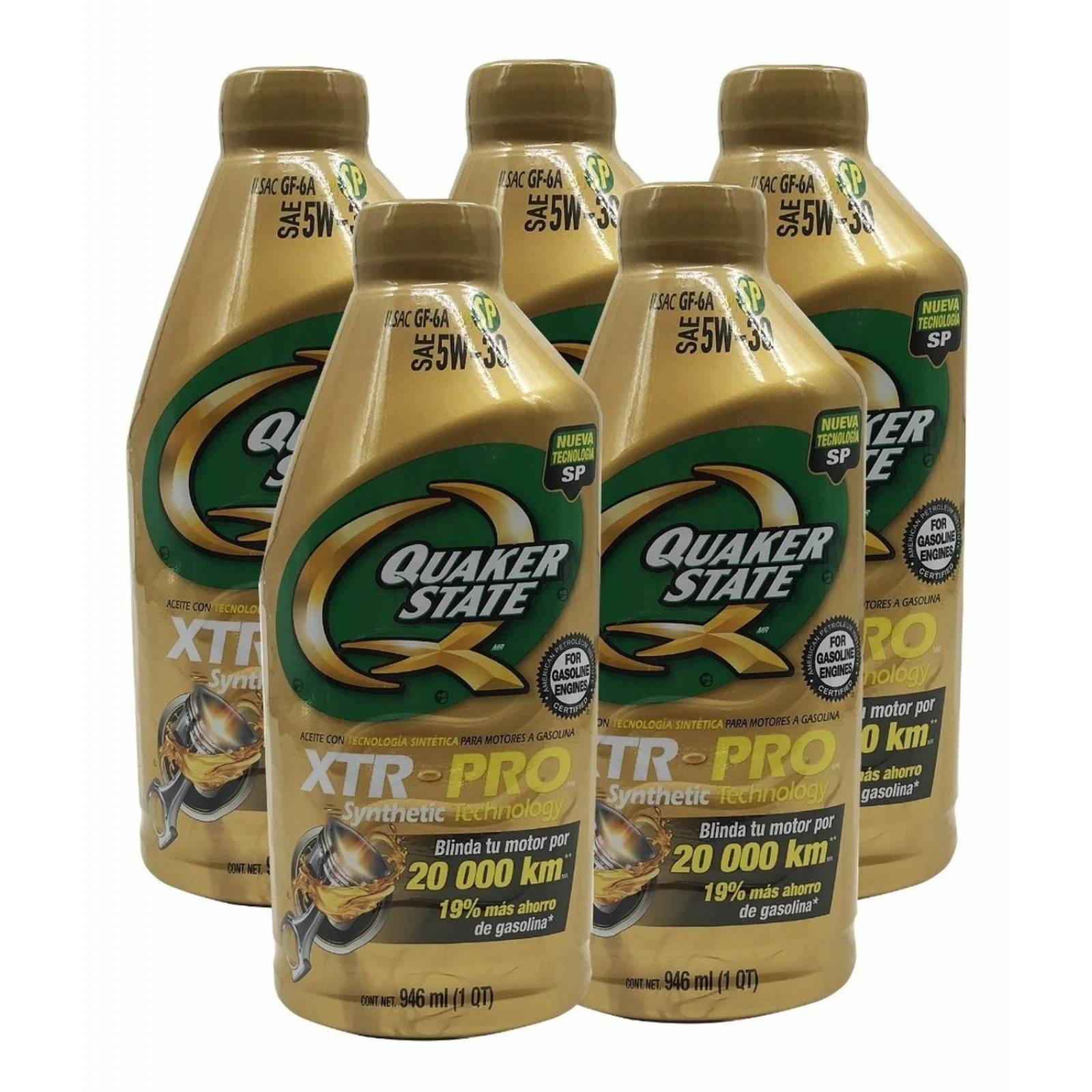 Aceite de Motor Semi Sintetico QUAKER STATE 5W30 5 Litros Dorado