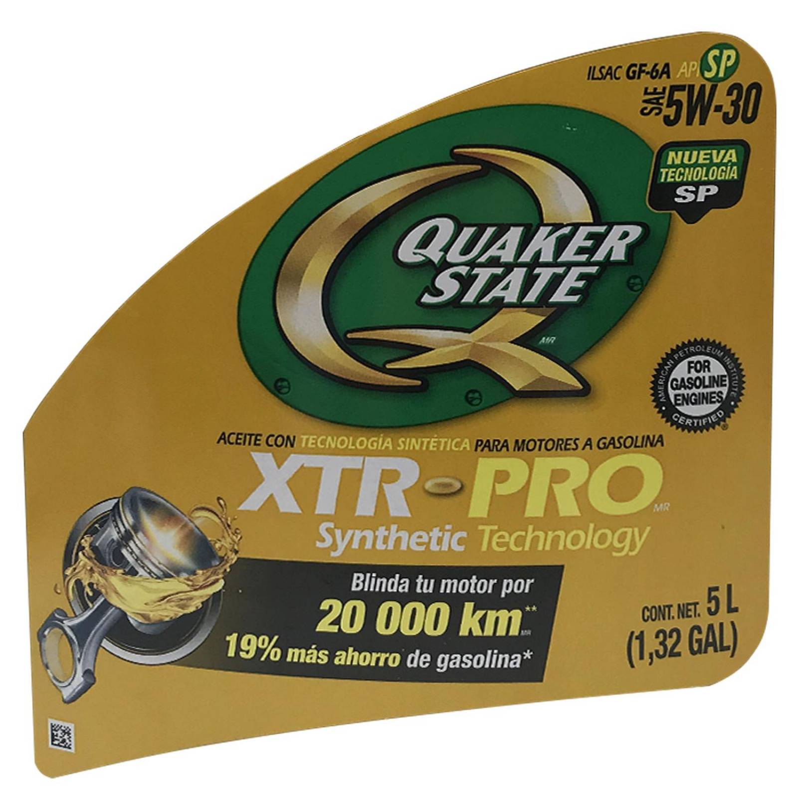 Aceite de Motor Semi Sintetico QUAKER STATE 5W30 5 Litros Dorado Garrafa