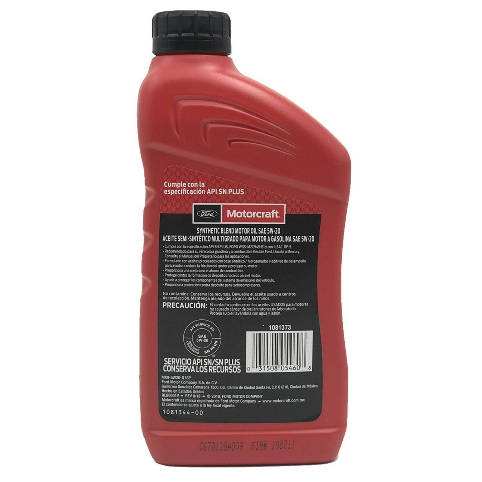 Aceite de Motor 5w20 Multigrado Motorcraft Semi-sintético 
