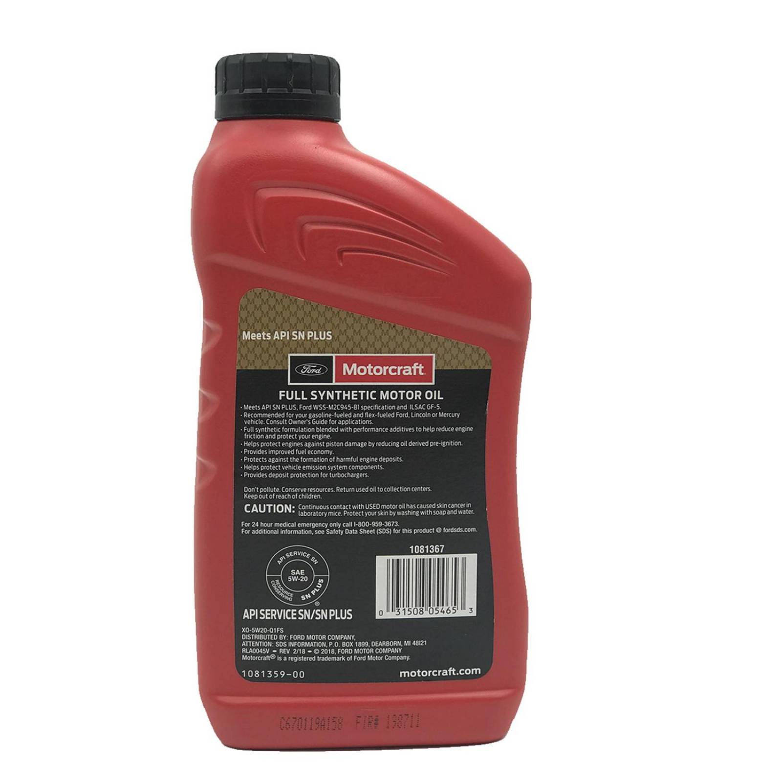 Aceite de Motor 5w20 946 Ml  Motorcraft Sintético 