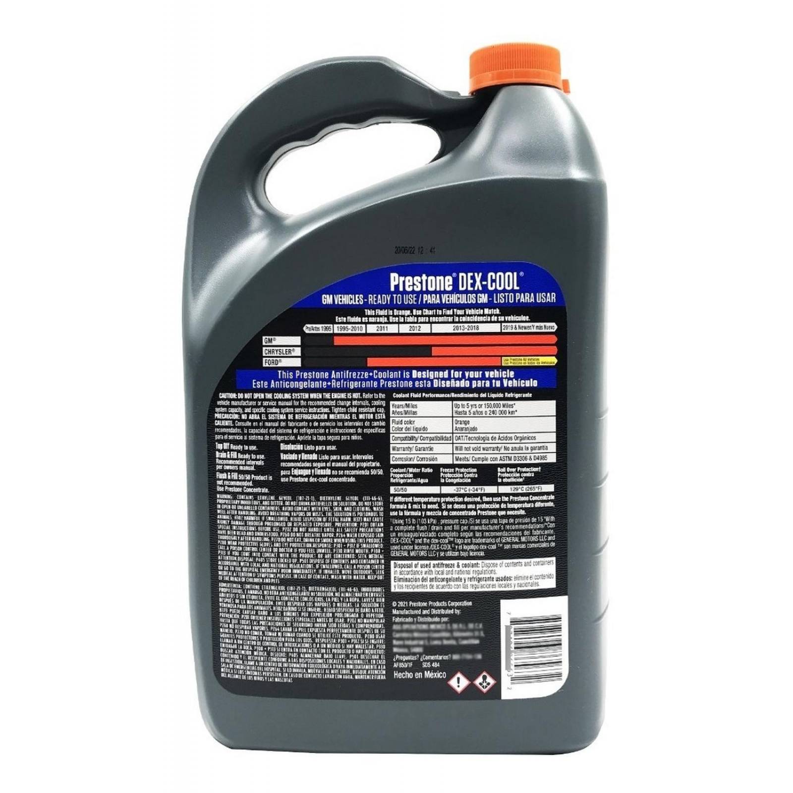 Anticongelante 3.78 Litros Prestone 50% Dexcool 