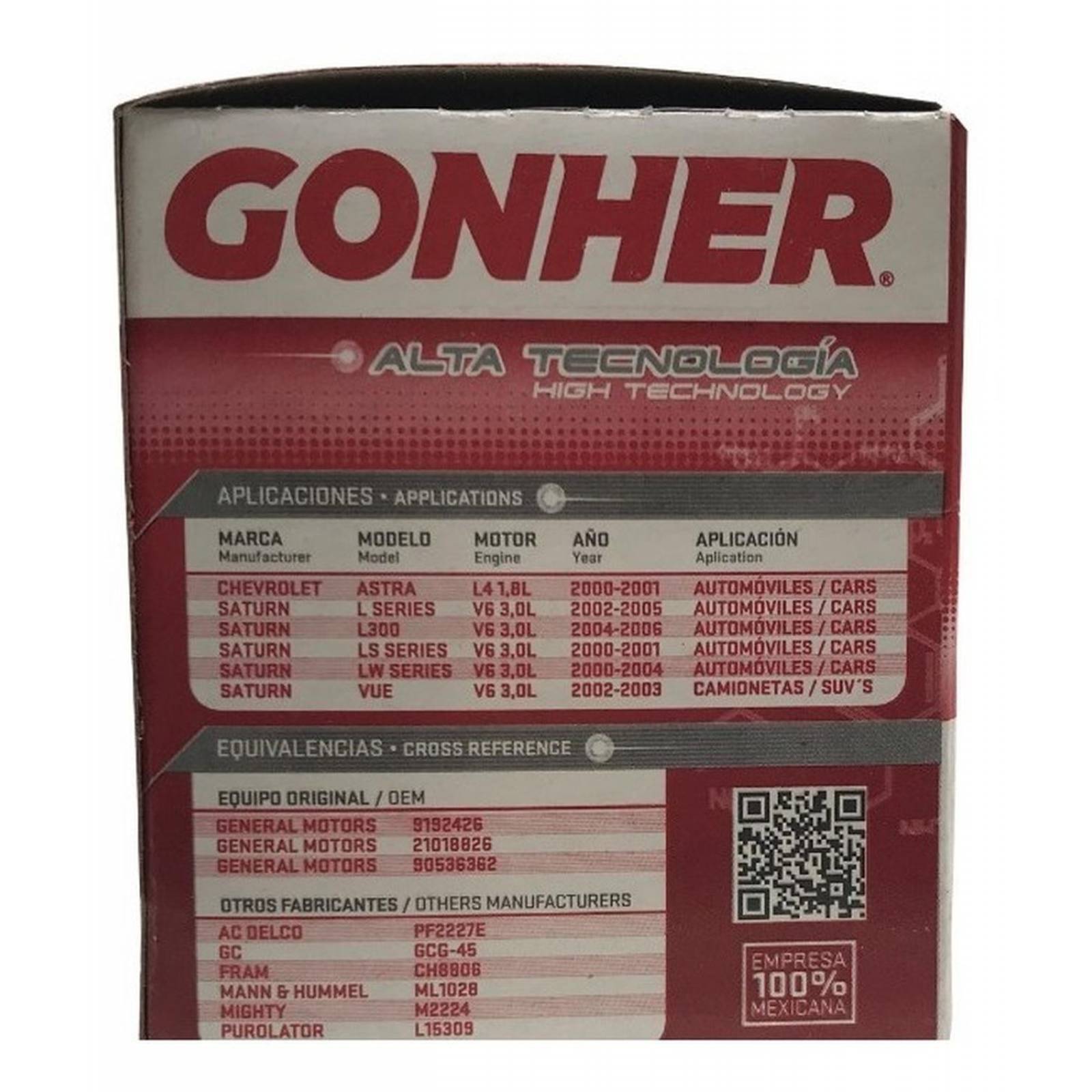 Filtro de Aceite G45 Gonher High Tecnology 