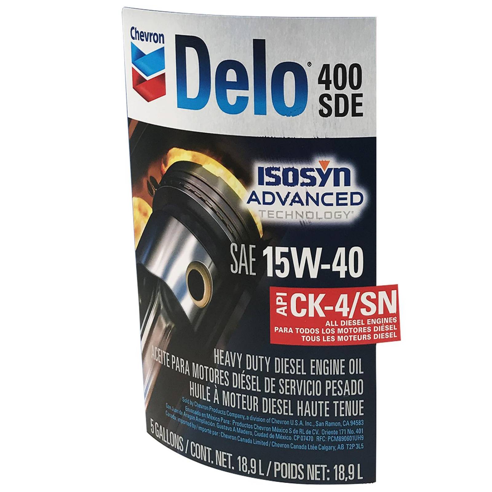 Cubeta de Aceite para motor a Diesel 15w40 Ck-4 19l Chevron Delo 400 SDE 