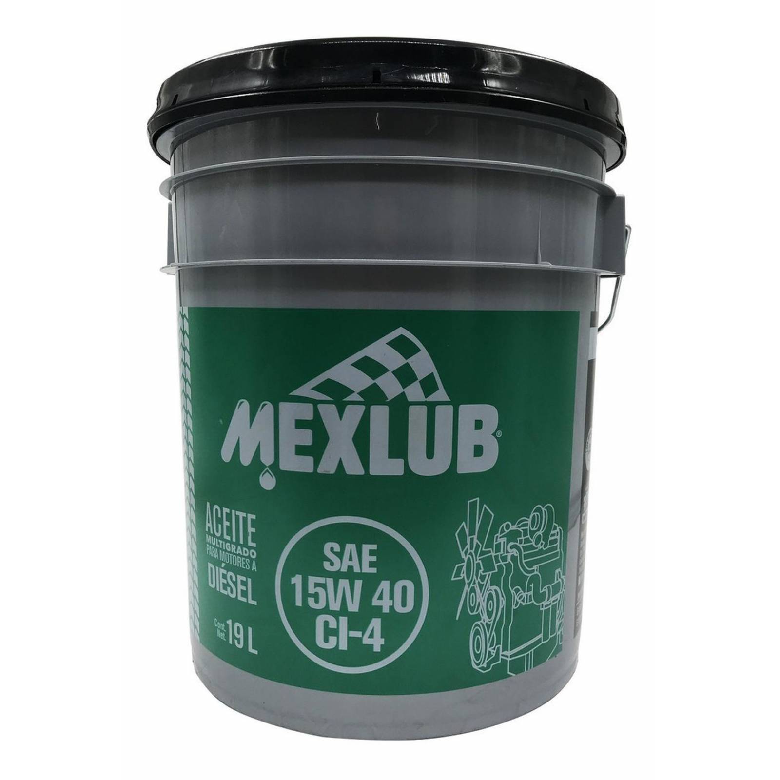 Aceite de motor CI-4 Cubeta 19 Litros 15W40 Diesel Mexlub 