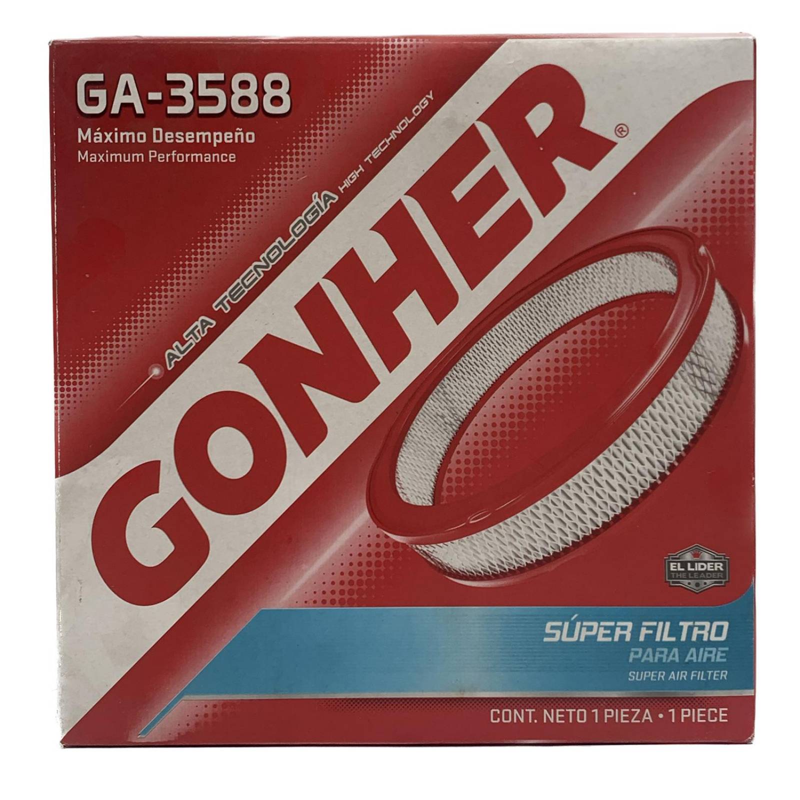 Filtro de Aire GA-3588 Chevrolet S10 2.8L 1986 al 1993 Gonher High Technology 