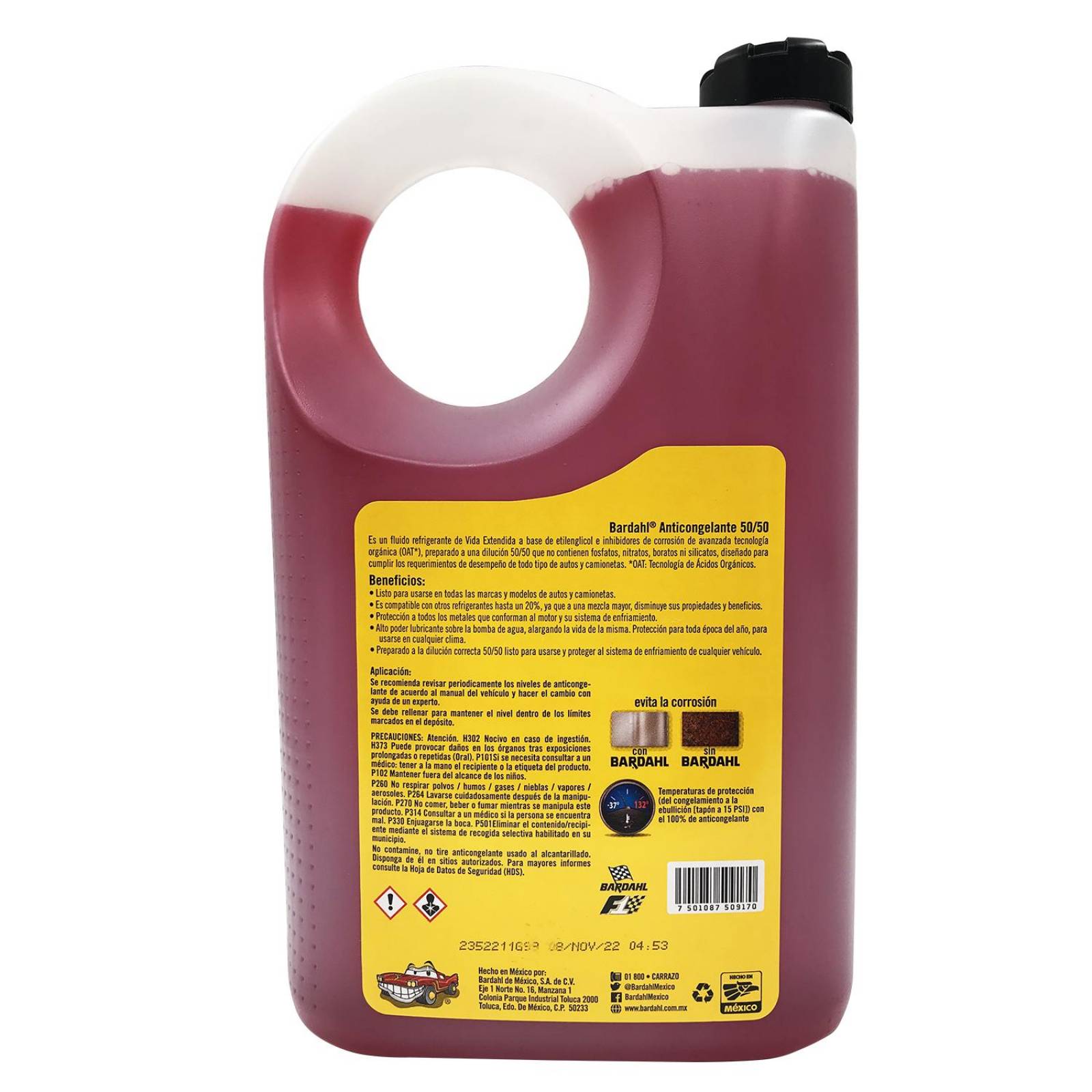 Anticongelante Listo para usar 3.785L Prestone Rojo 50/50 Organico 