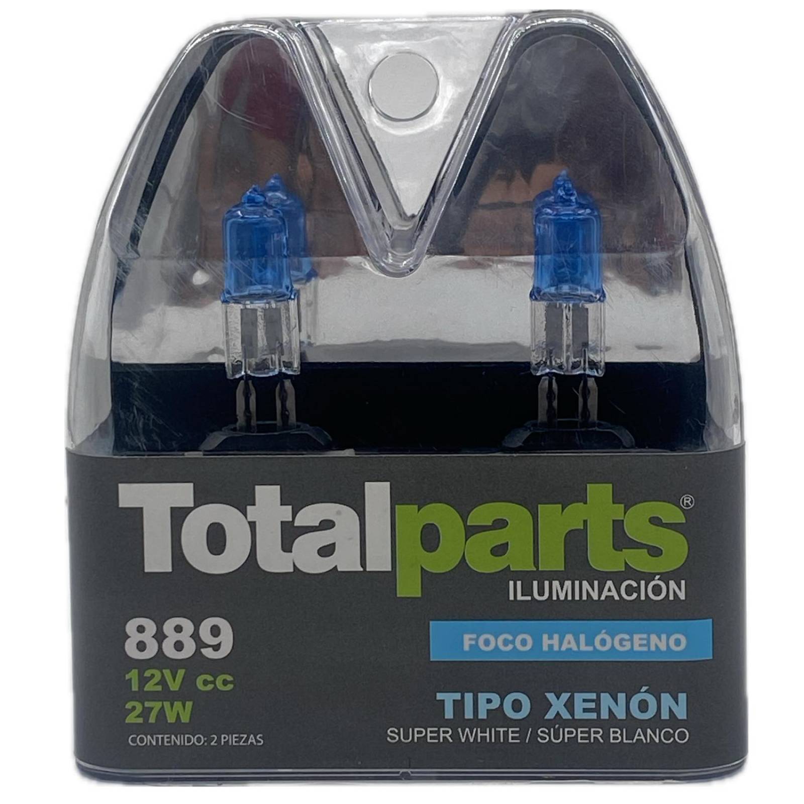 Dos focos 12 Volts 27 Watts Luz Super Blanca Total Parts 889 Halogeno Xenón 