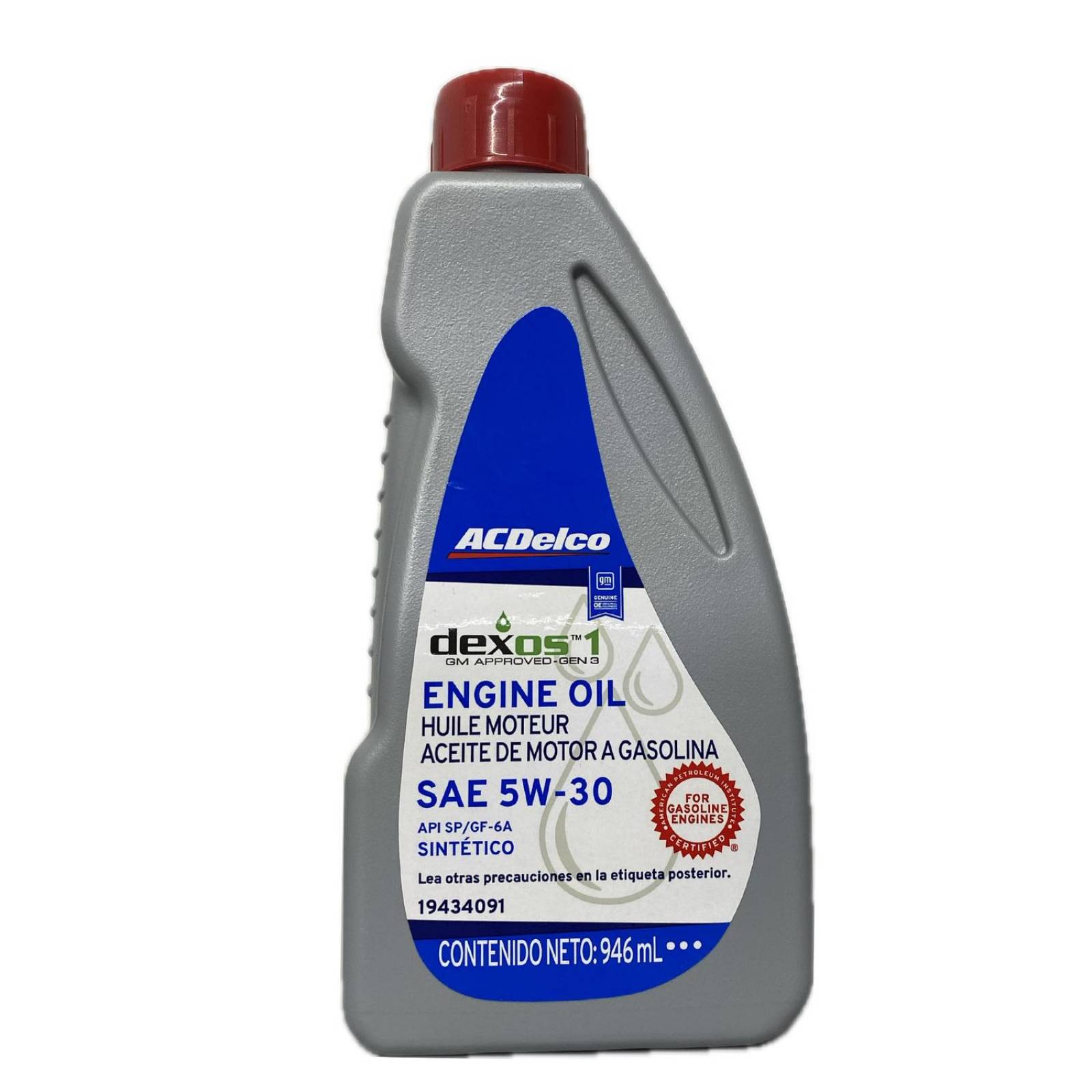 Aceite Multigrado de Motor Sintetico 1 Litro 5W30 AC Delco Dexos 1 GEN3 