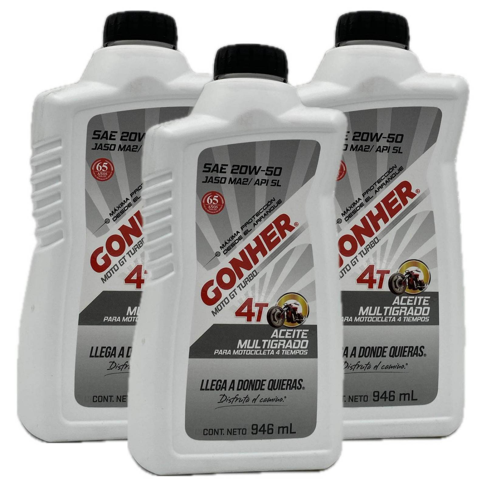 Aceite para motocicleta 4 tiempos 3 Litros Gonher Moto GT Turbo 20W50 
