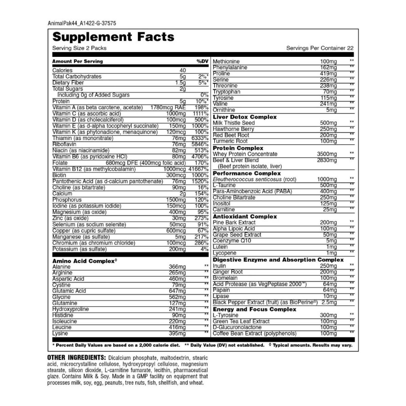 Multivitaminico Universal Nutrition Animal Pak 44 Packs 