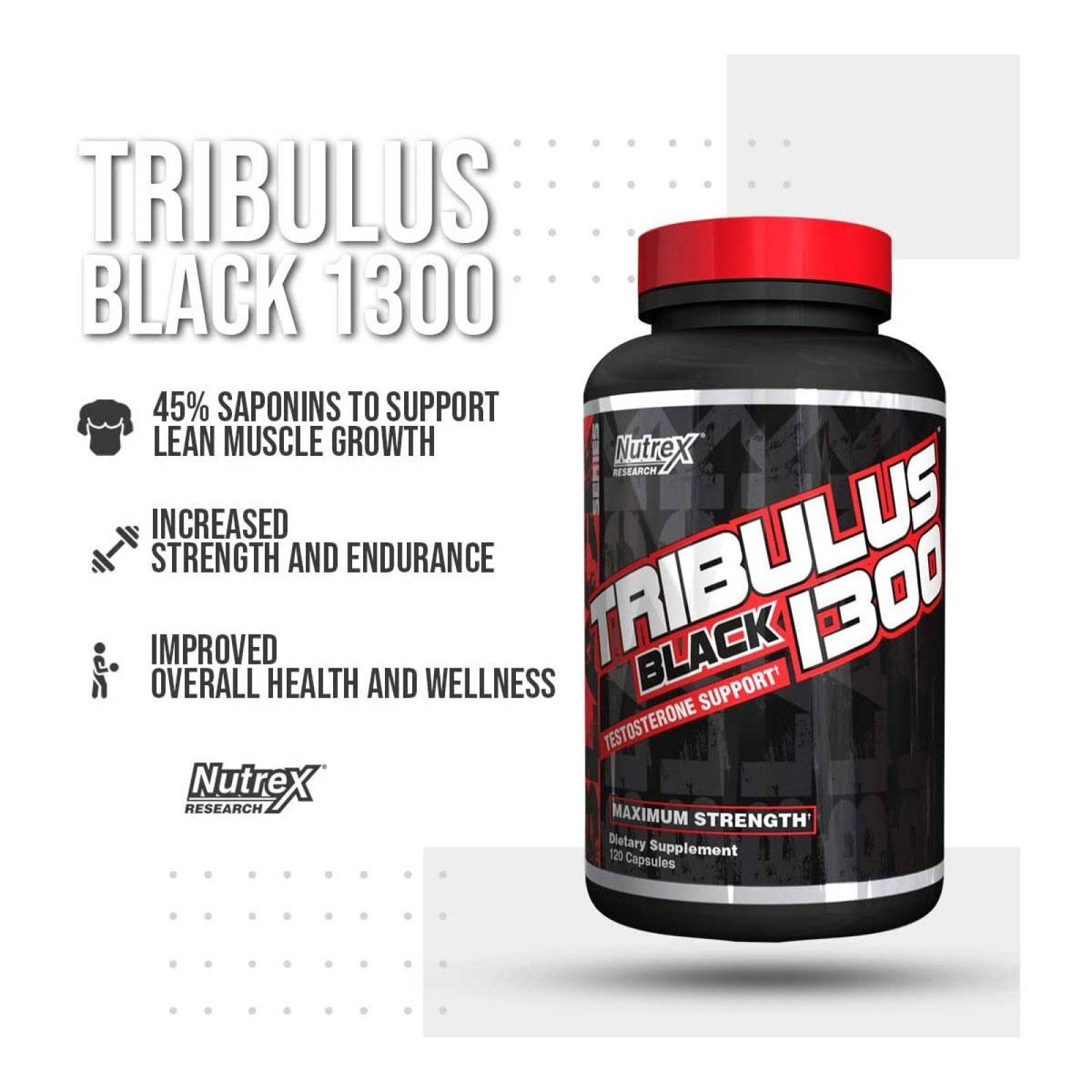 Tribulus Black 1300 Nutrex Precursor de Testosterona 120 caps 60 serv. 
