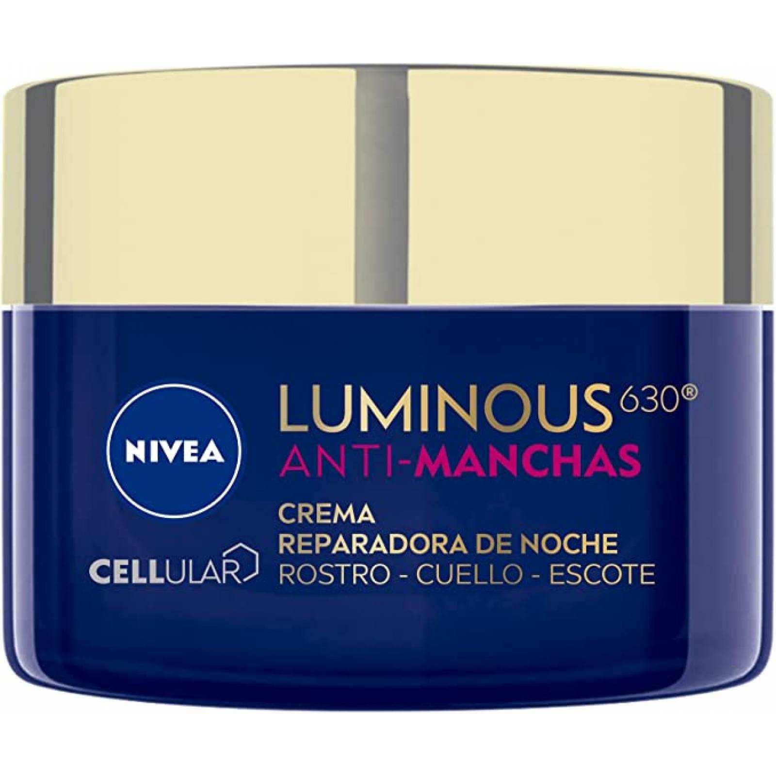 Nivea Cellular Luminous 630 anti-manchas Crema Reparadora de Noche para Mujer (50 ml), Enriquecida con Ácido Hialurónico.