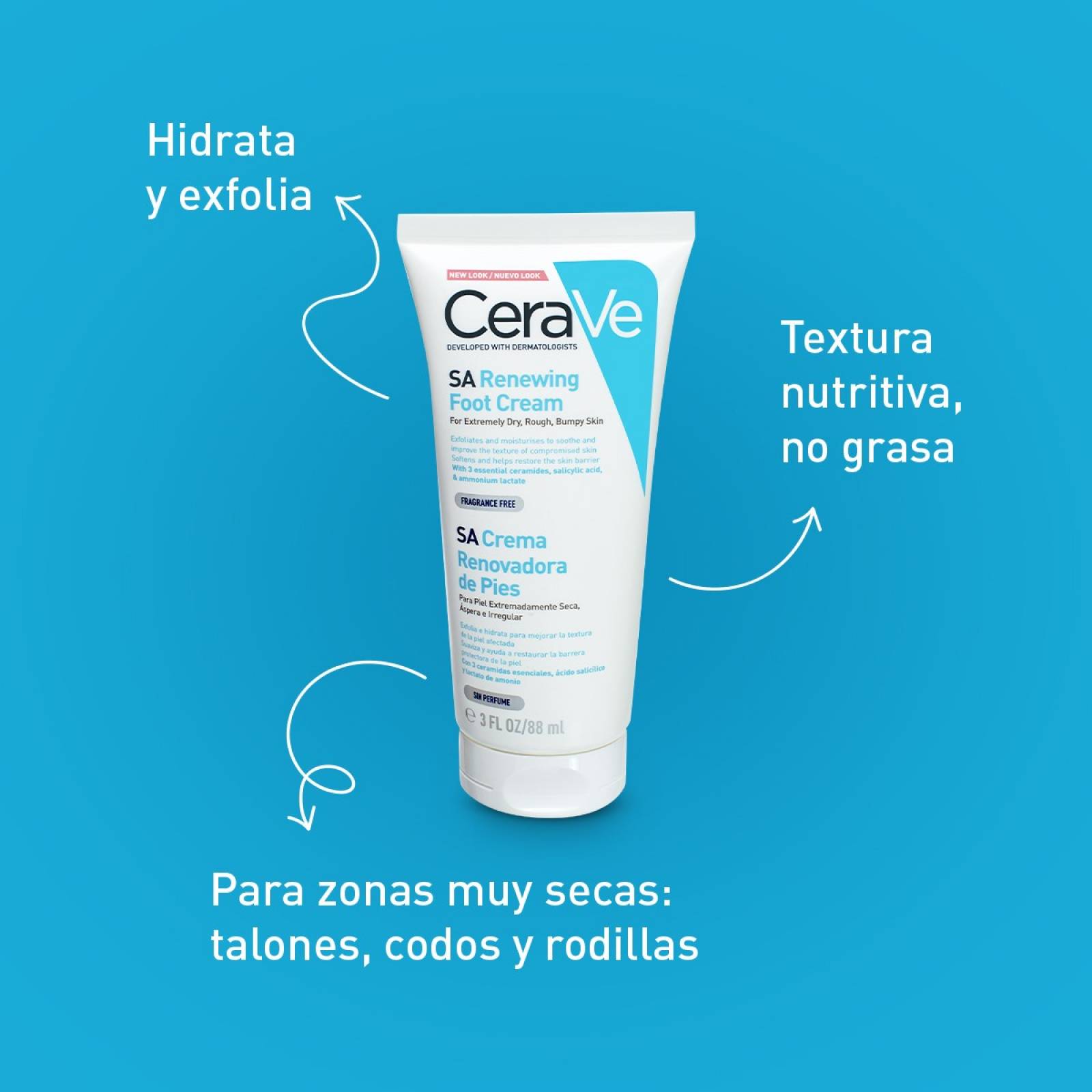 Cerave Sa Crema Renovadora De Pies 3Oz / 88Ml