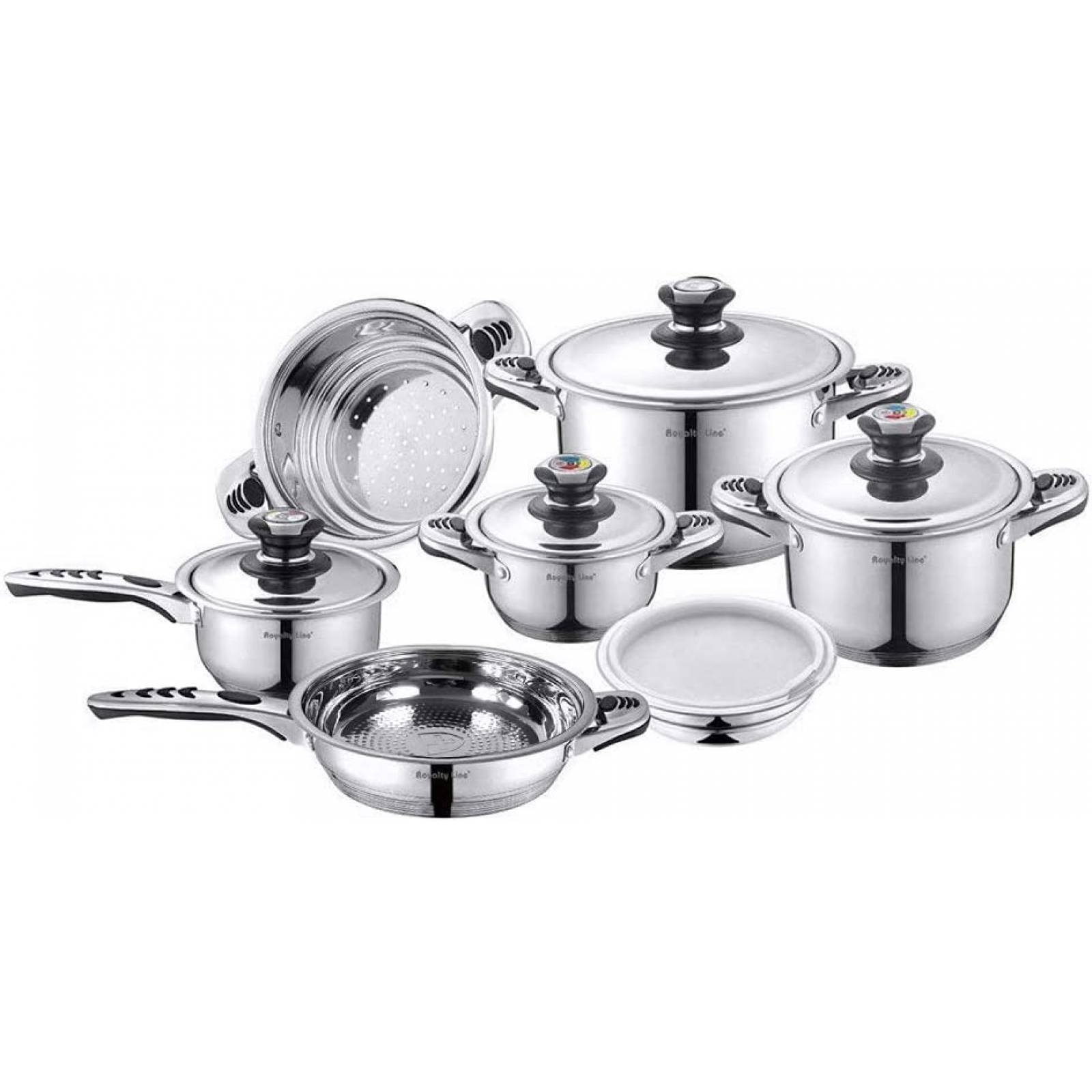 Bateria Swiss Royalty Haus 9 capas Acero Inoxidable. 12 PZ