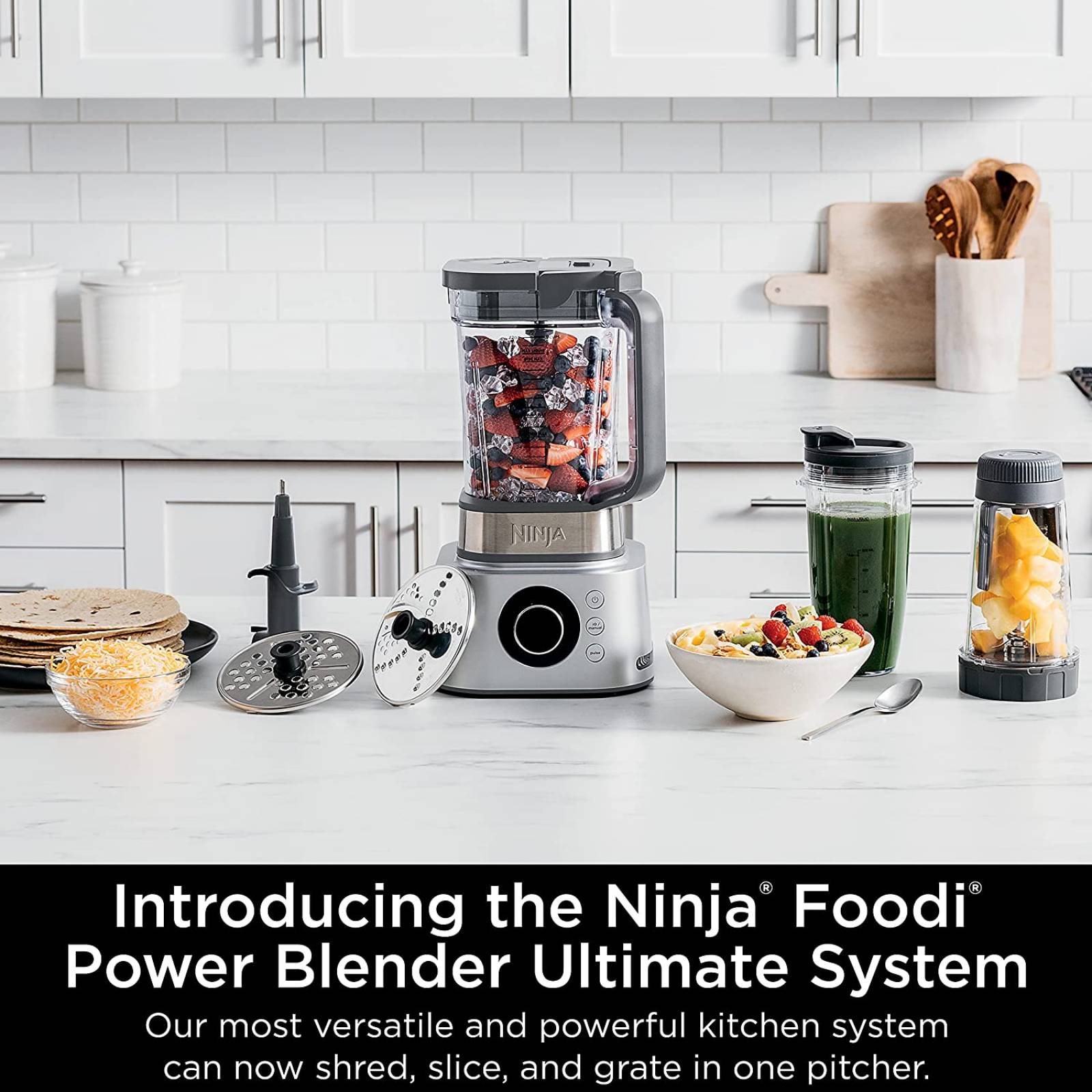 Ninja SS401 Foodi Power Blender Ultimate System con jarra de mezcla y procesamiento de alimentos de 70 onzas, 7 funciones