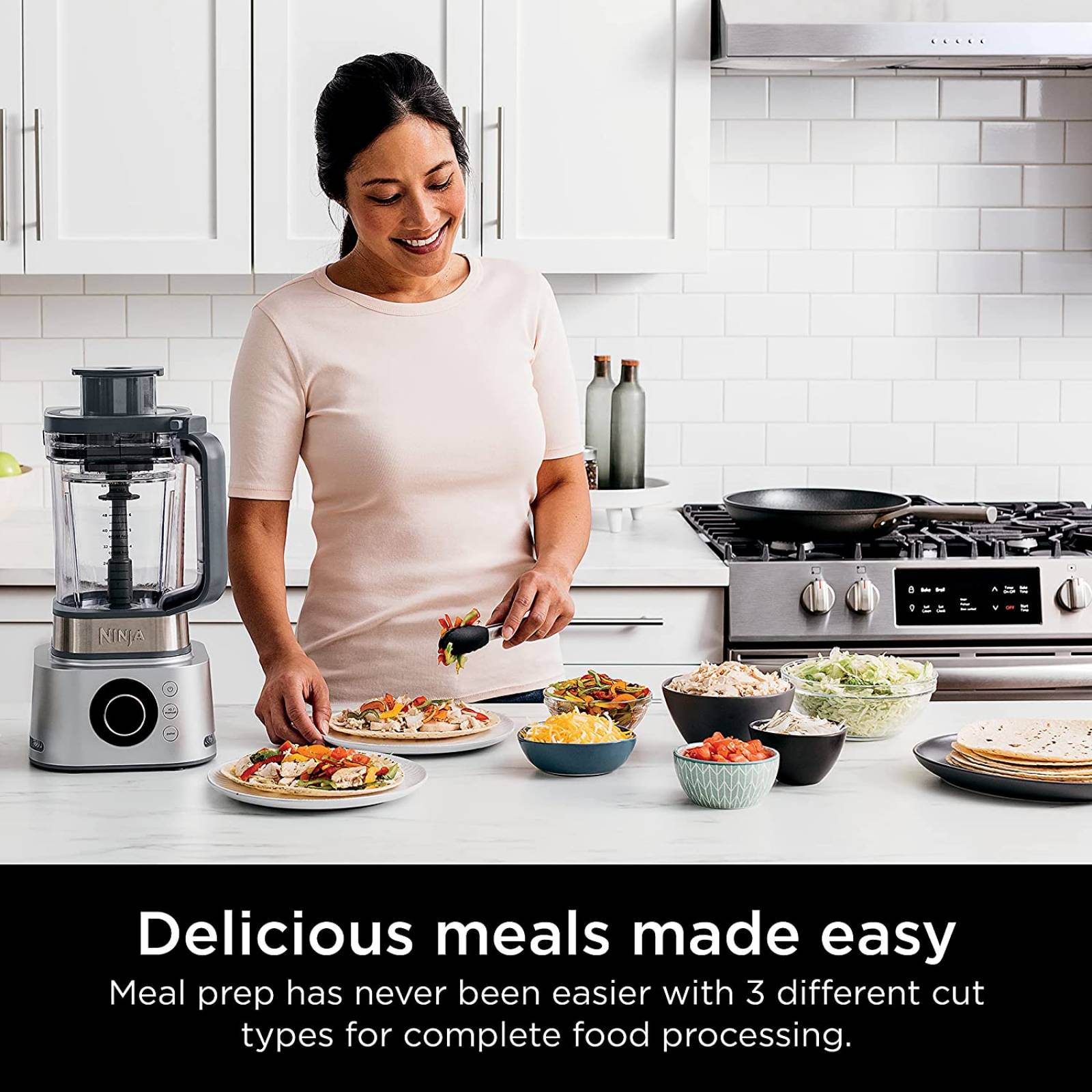 Ninja SS401 Foodi Power Blender Ultimate System con jarra de mezcla y procesamiento de alimentos de 70 onzas, 7 funciones