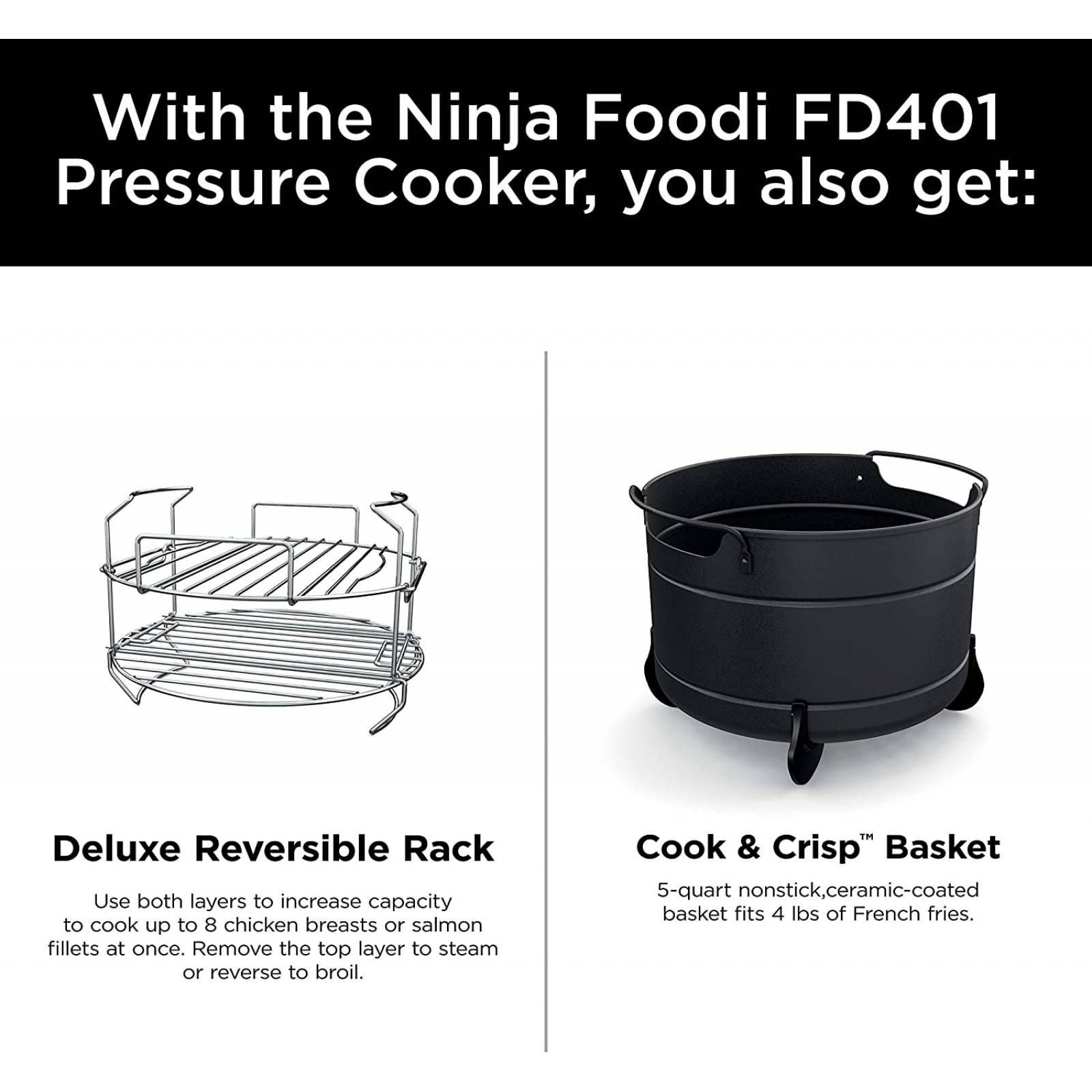 Ninja FD401 Foodi 8-Quart 9-in-1 Deluxe XL Pressure Cooker, Asar, deshidratar, cocinar a fuego lento, freidora y más