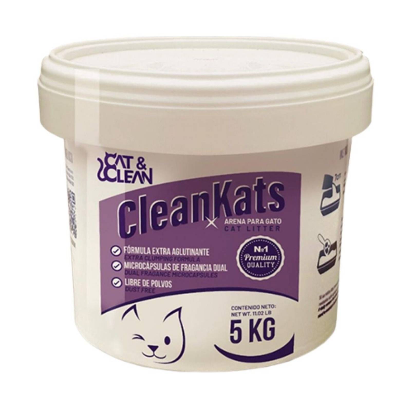 Cat & claen arena para gato super absorbente premium con aroma cubeta 5 kg