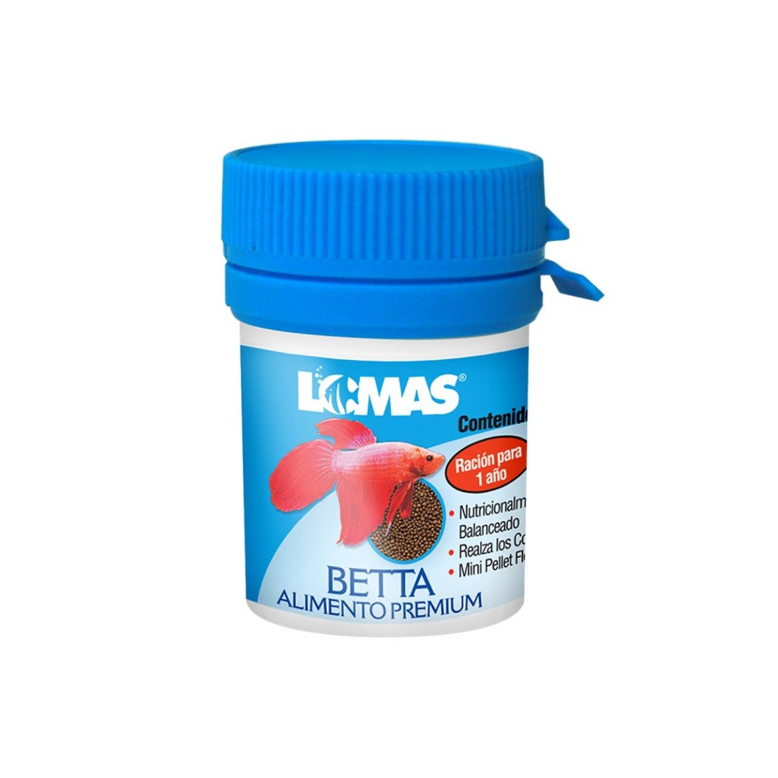Acuario lomas alimento premium betta en bote 8 gr