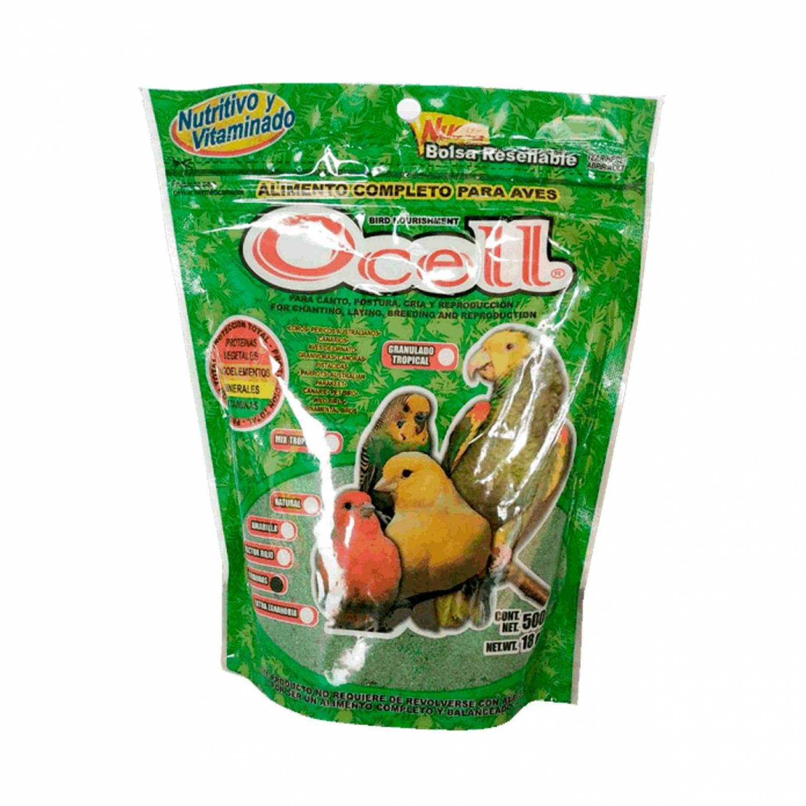 Alimento aves pasta verduras ocell 500 gr 