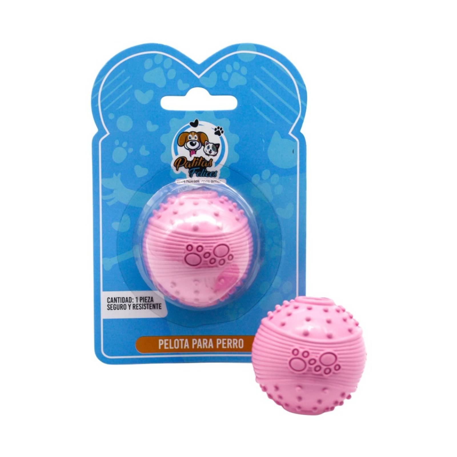 Juguete para perro pelota con textura irregular rosa patitas felices  