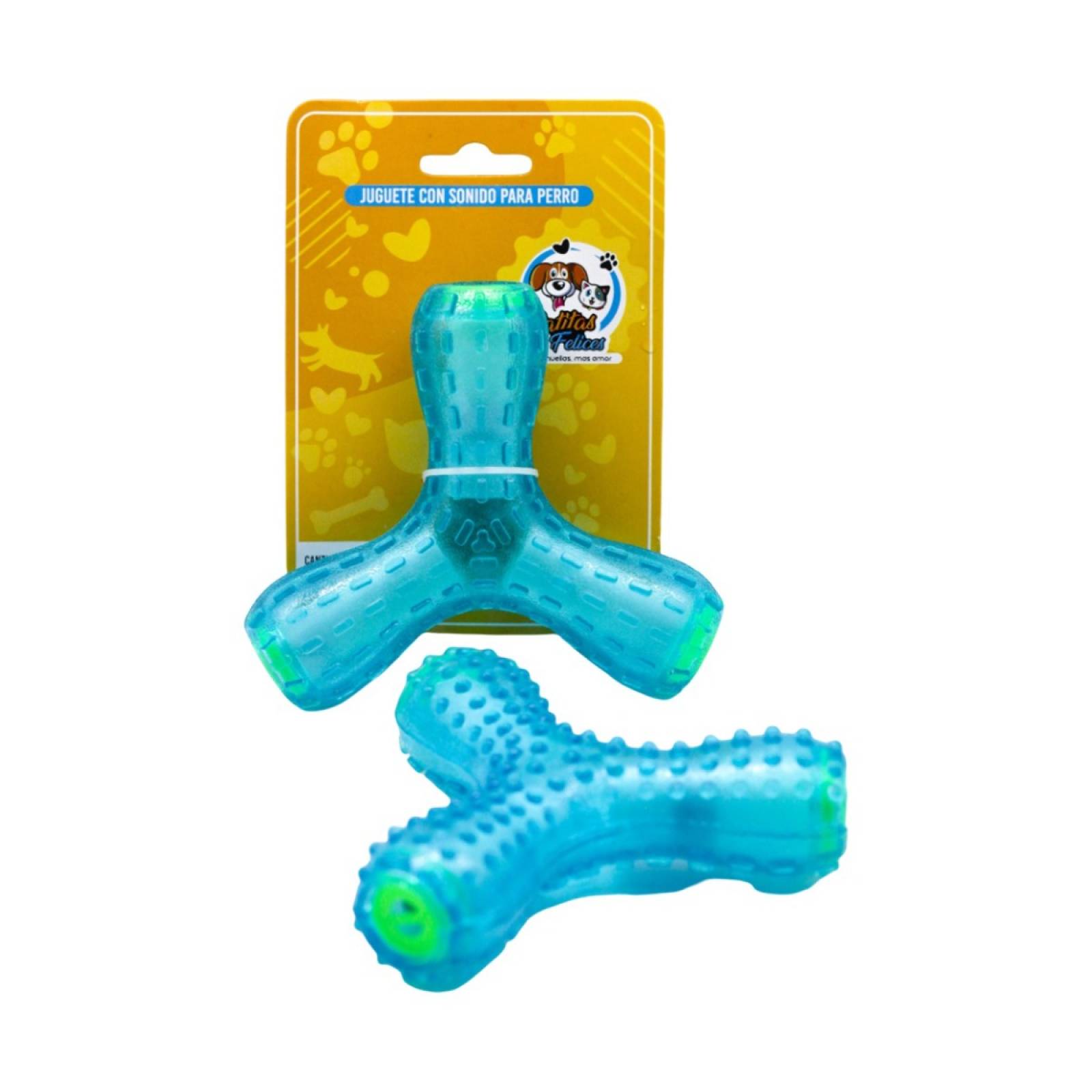 Juguete para perro tres picos con superficie dentada patitas felices  