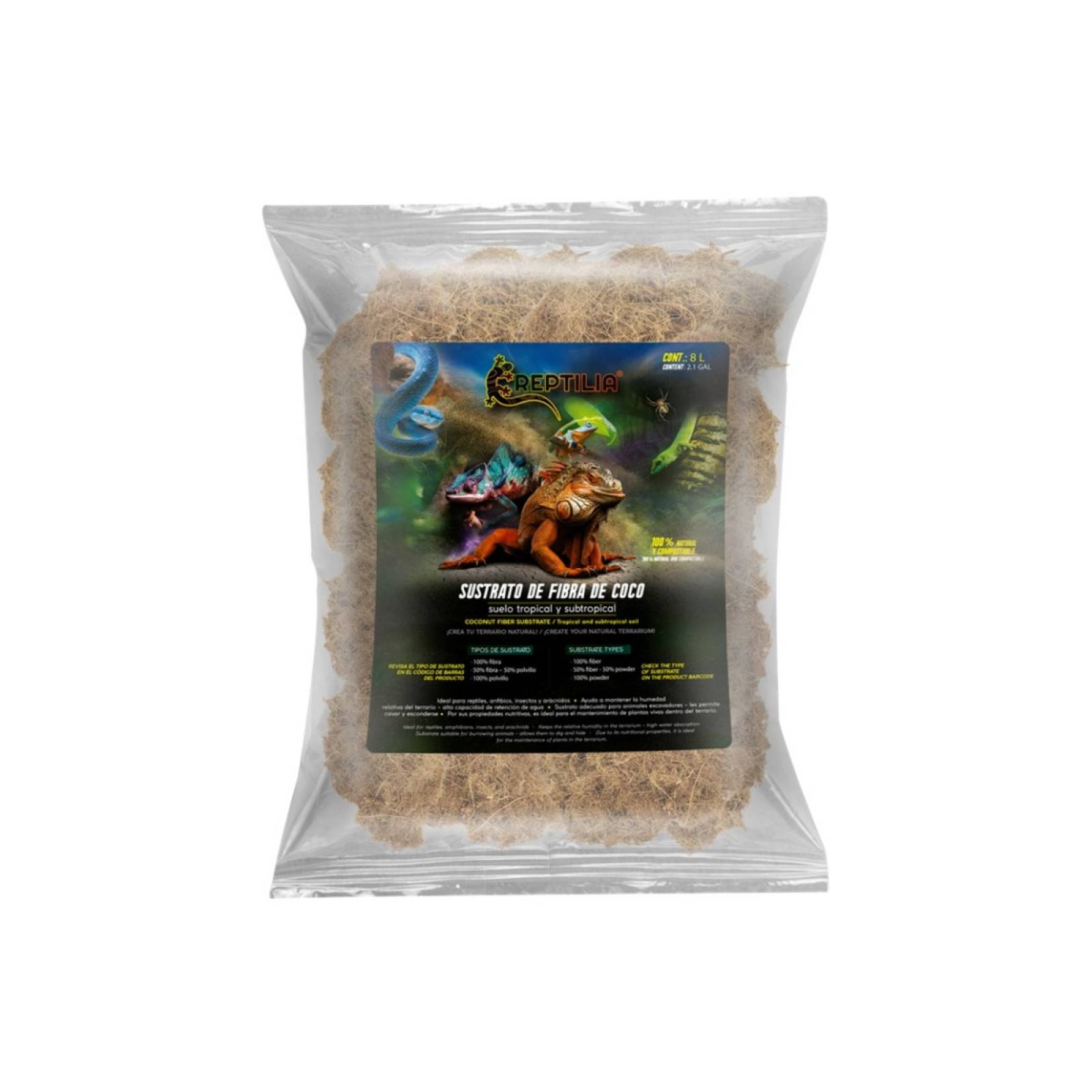 Sustrato de coco 50% fibra 50% polvillo reptilia 